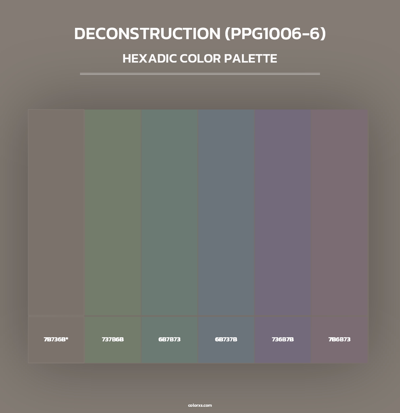 Deconstruction (PPG1006-6) - Hexadic Color Palette