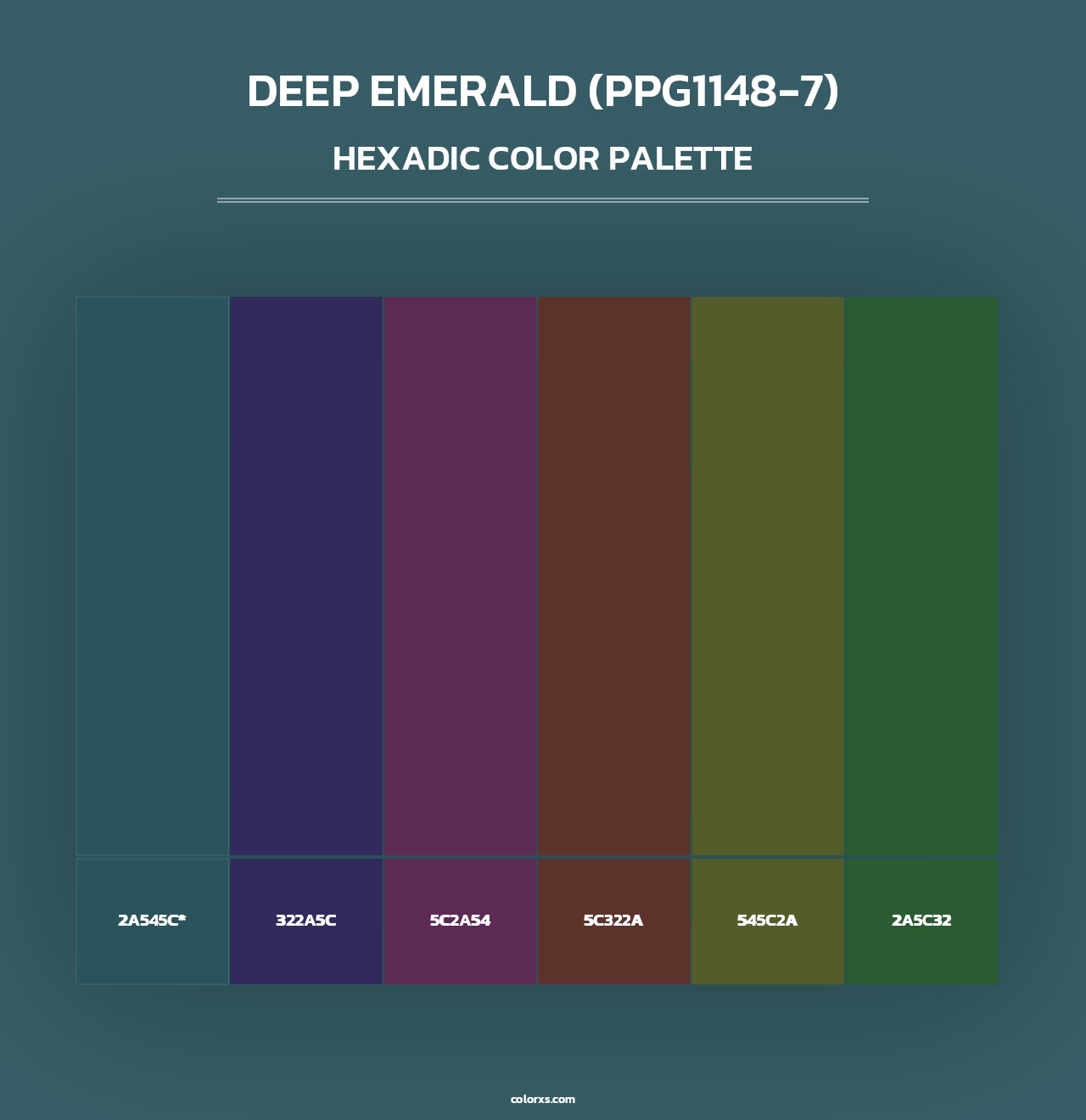 Deep Emerald (PPG1148-7) - Hexadic Color Palette