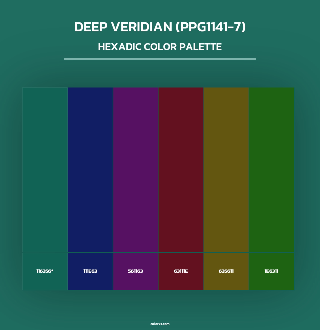 Deep Veridian (PPG1141-7) - Hexadic Color Palette