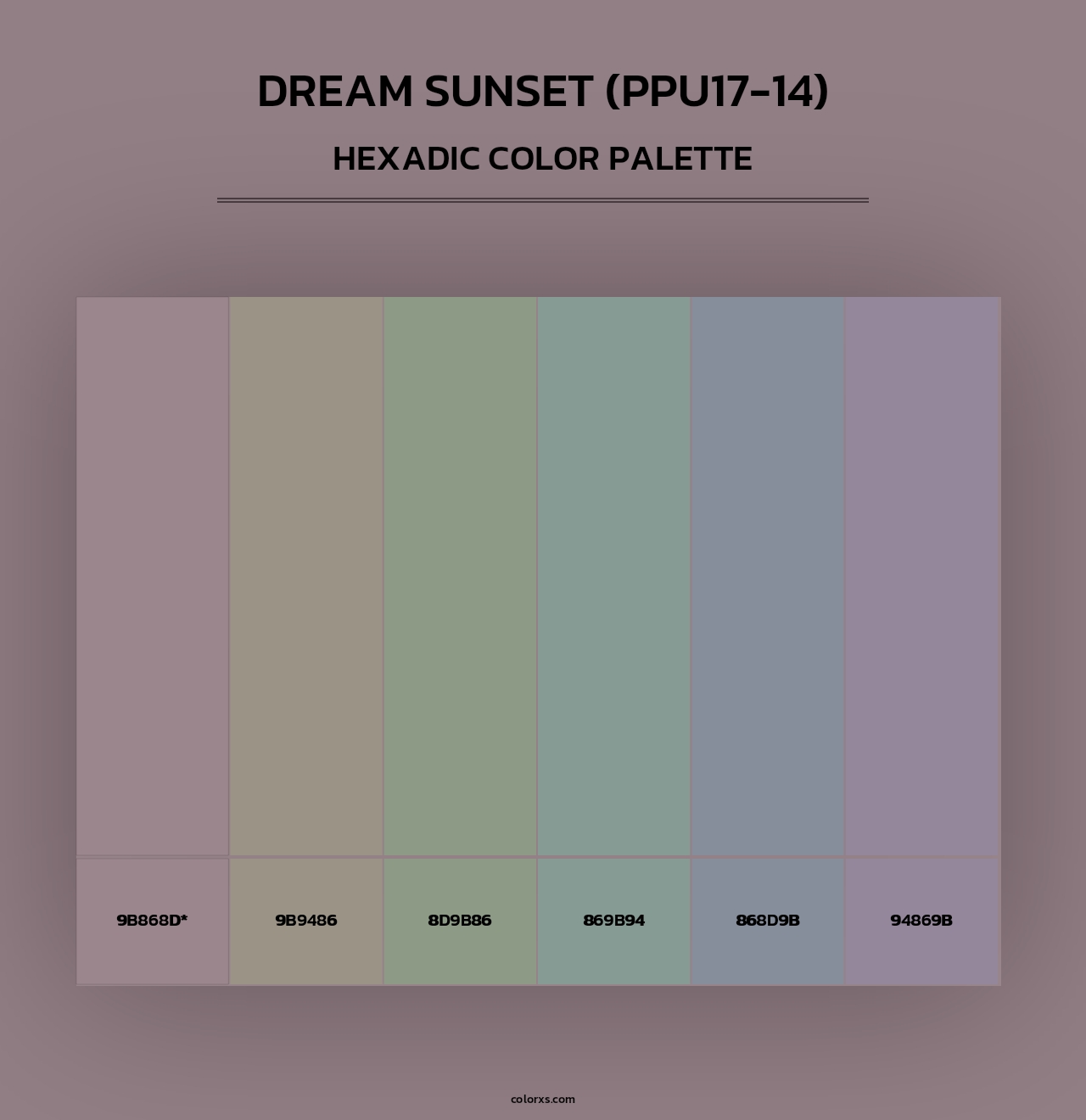 Dream Sunset (PPU17-14) - Hexadic Color Palette