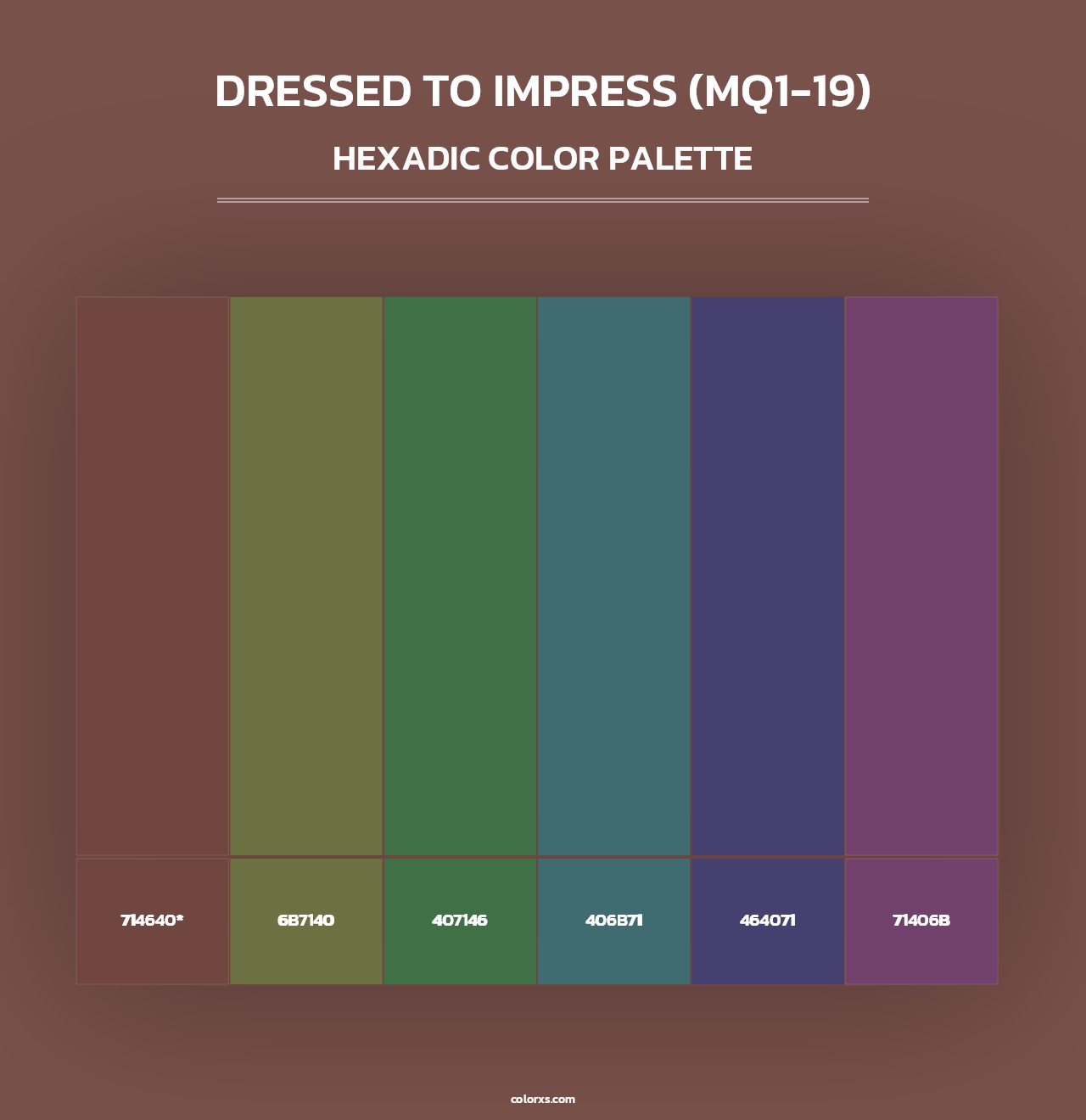 Dressed To Impress (MQ1-19) - Hexadic Color Palette