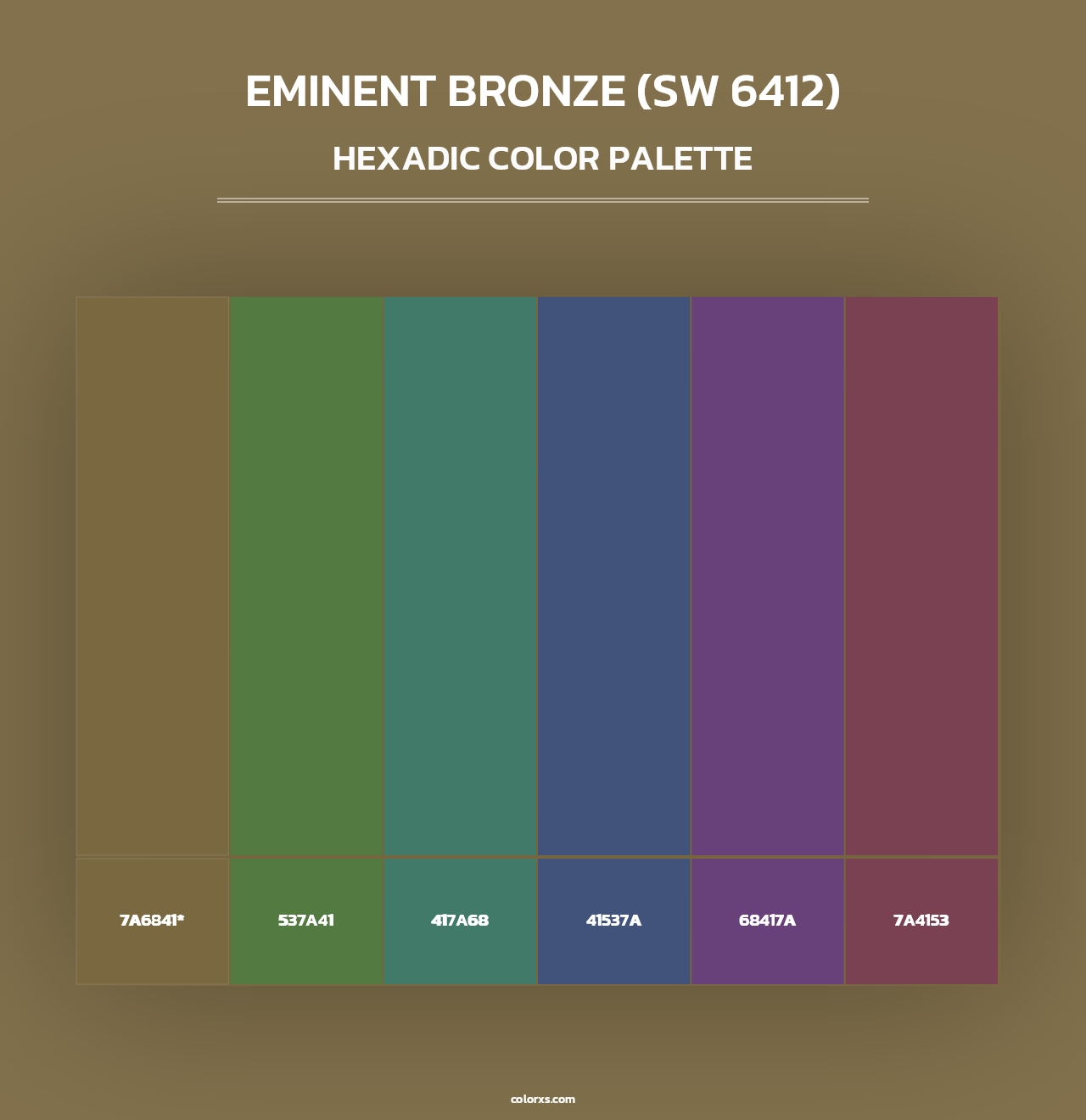 Eminent Bronze (SW 6412) - Hexadic Color Palette