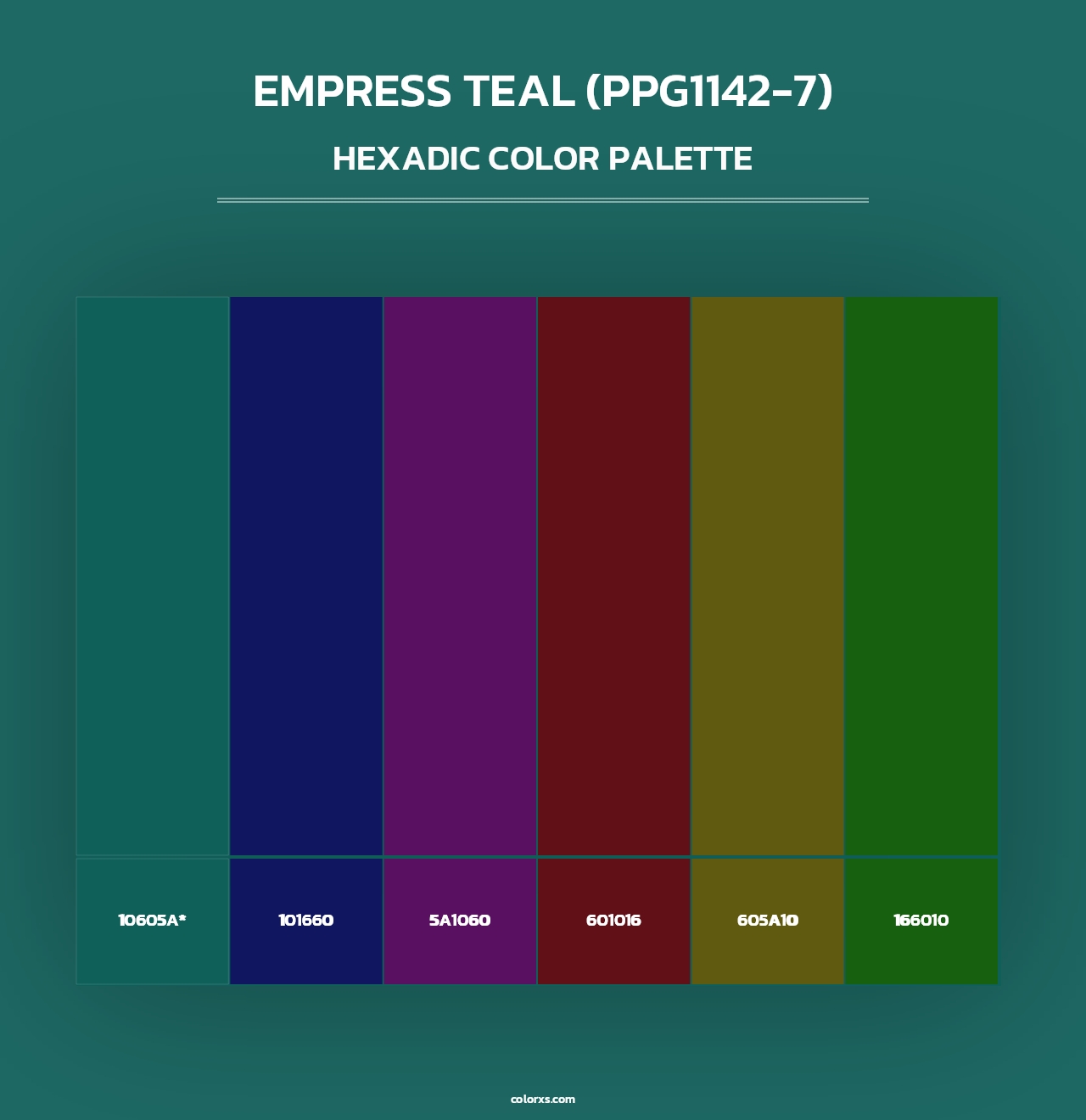Empress Teal (PPG1142-7) - Hexadic Color Palette