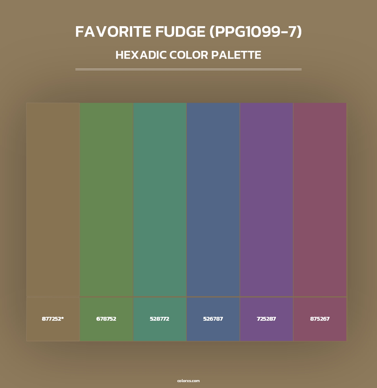 Favorite Fudge (PPG1099-7) - Hexadic Color Palette