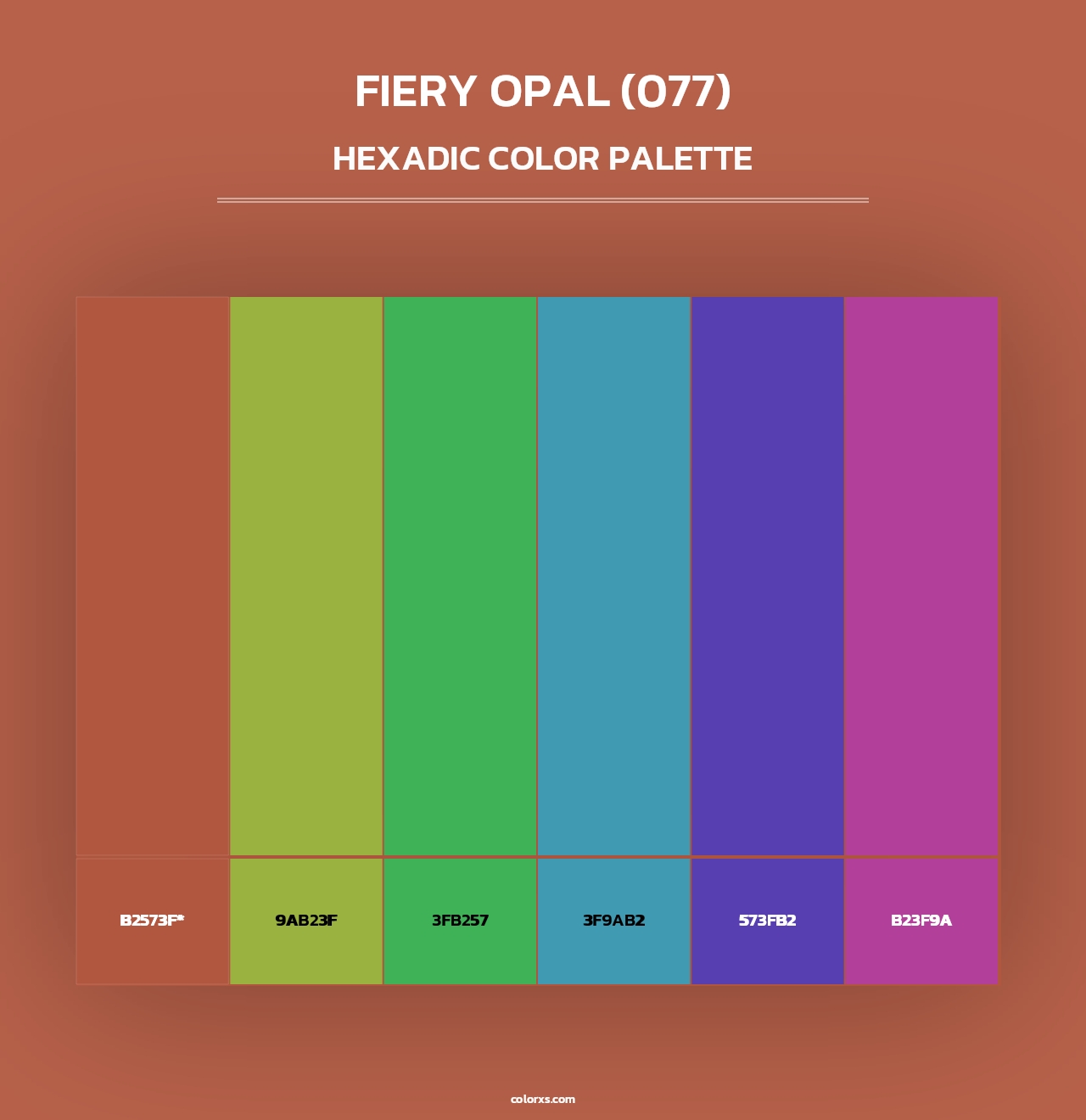 Fiery Opal (077) - Hexadic Color Palette