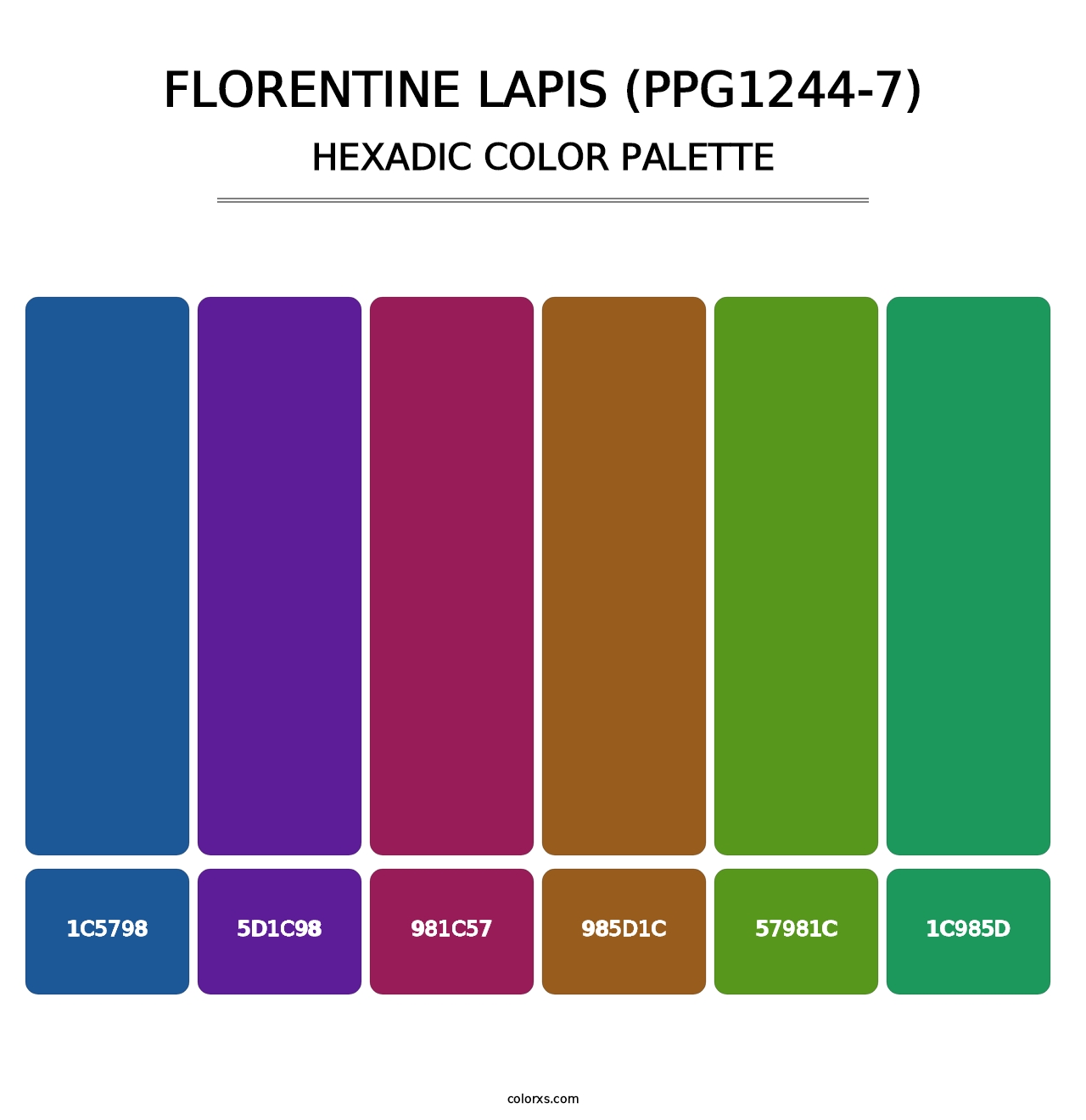 Florentine Lapis (PPG1244-7) - Hexadic Color Palette
