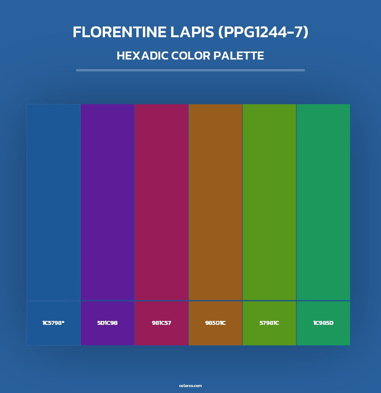 Florentine Lapis (PPG1244-7) - Hexadic Color Palette