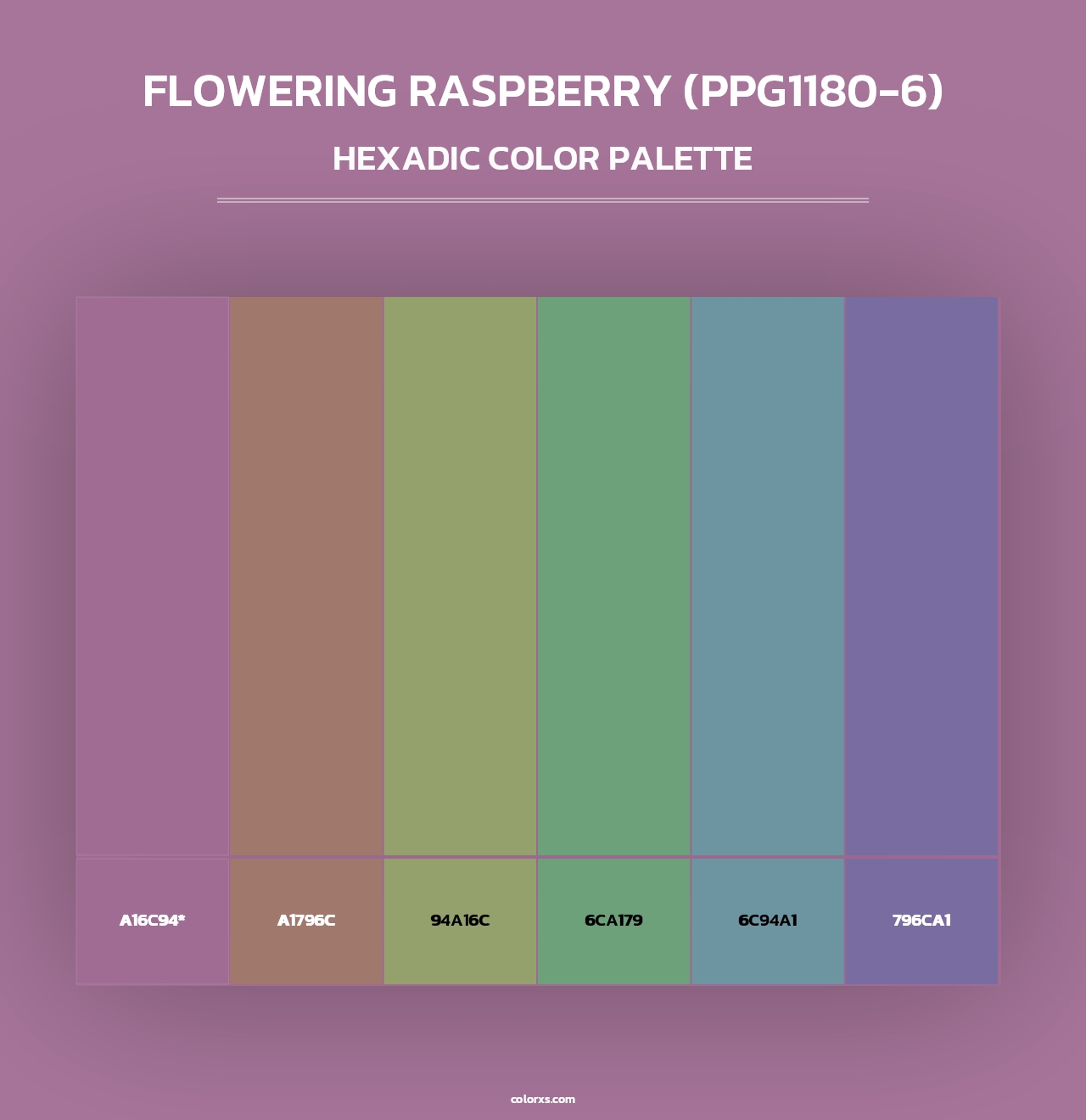 Flowering Raspberry (PPG1180-6) - Hexadic Color Palette