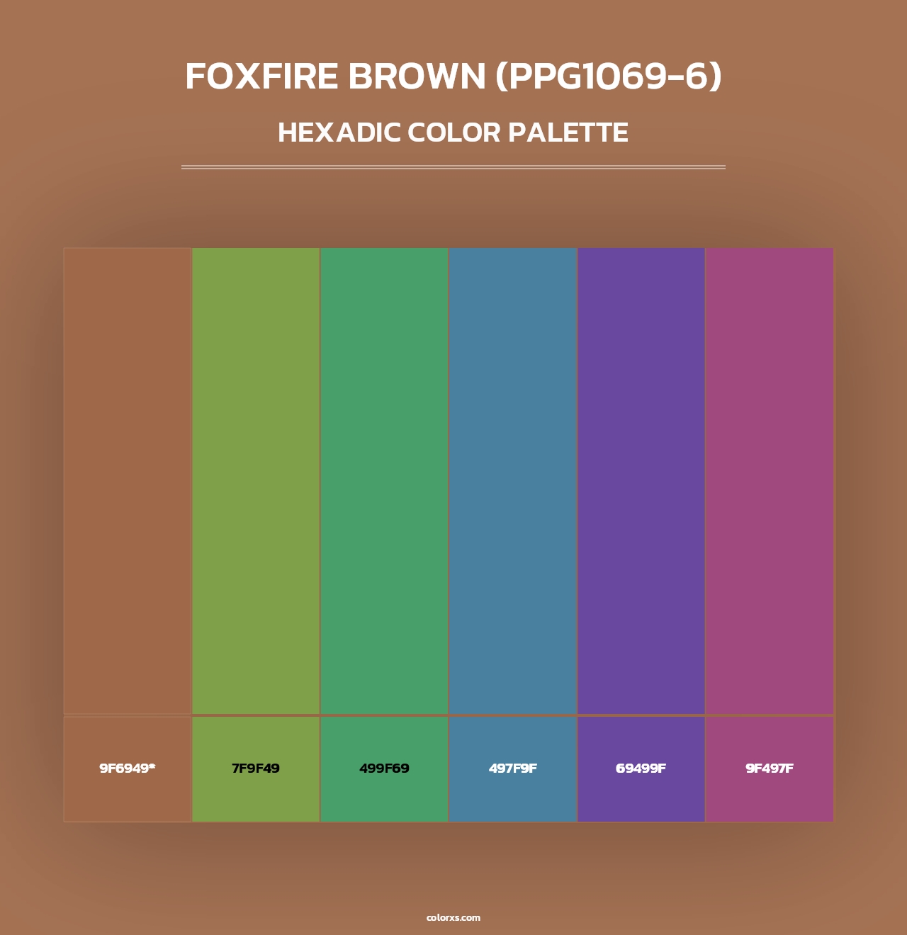 Foxfire Brown (PPG1069-6) - Hexadic Color Palette