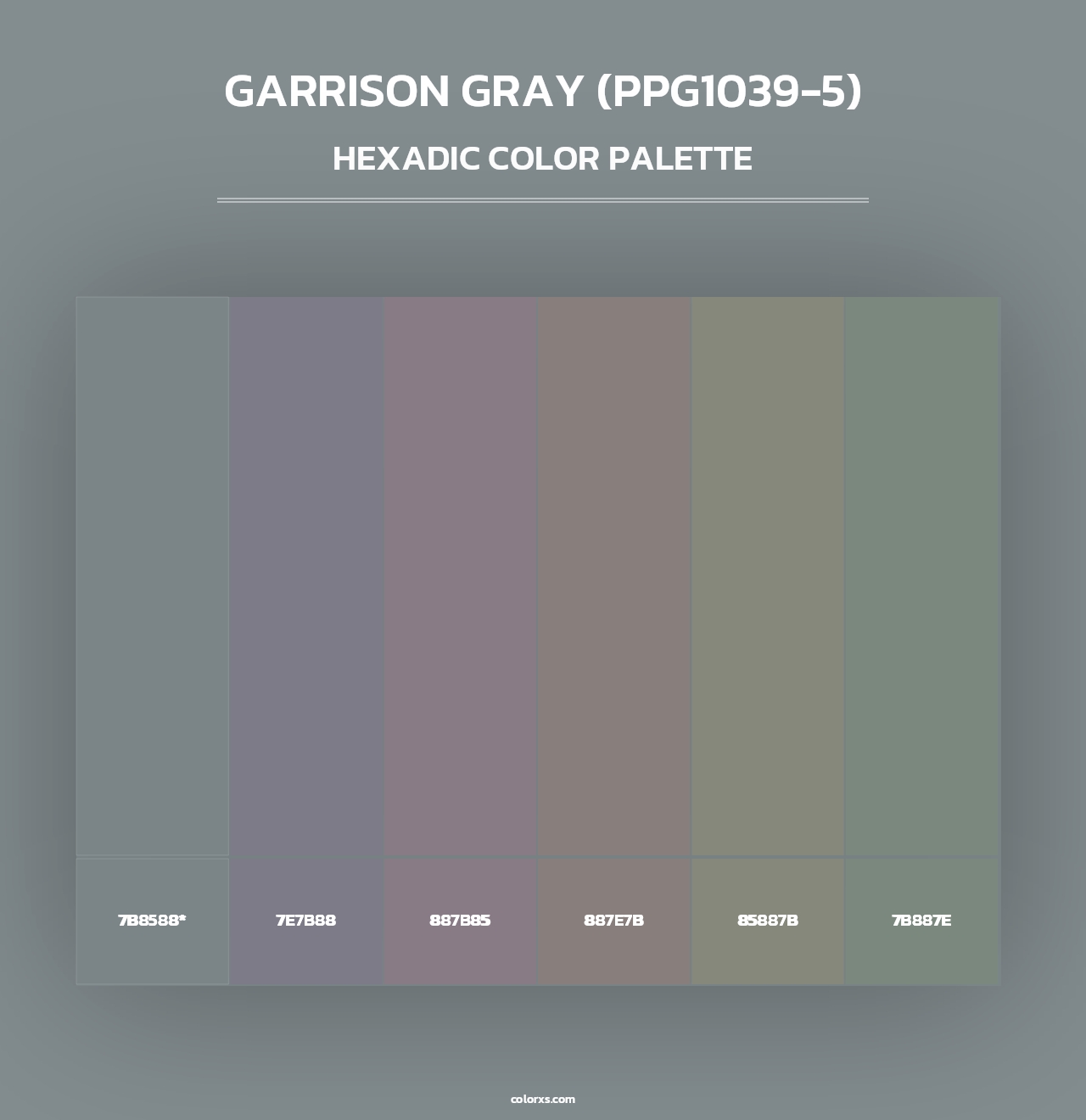 Garrison Gray (PPG1039-5) - Hexadic Color Palette