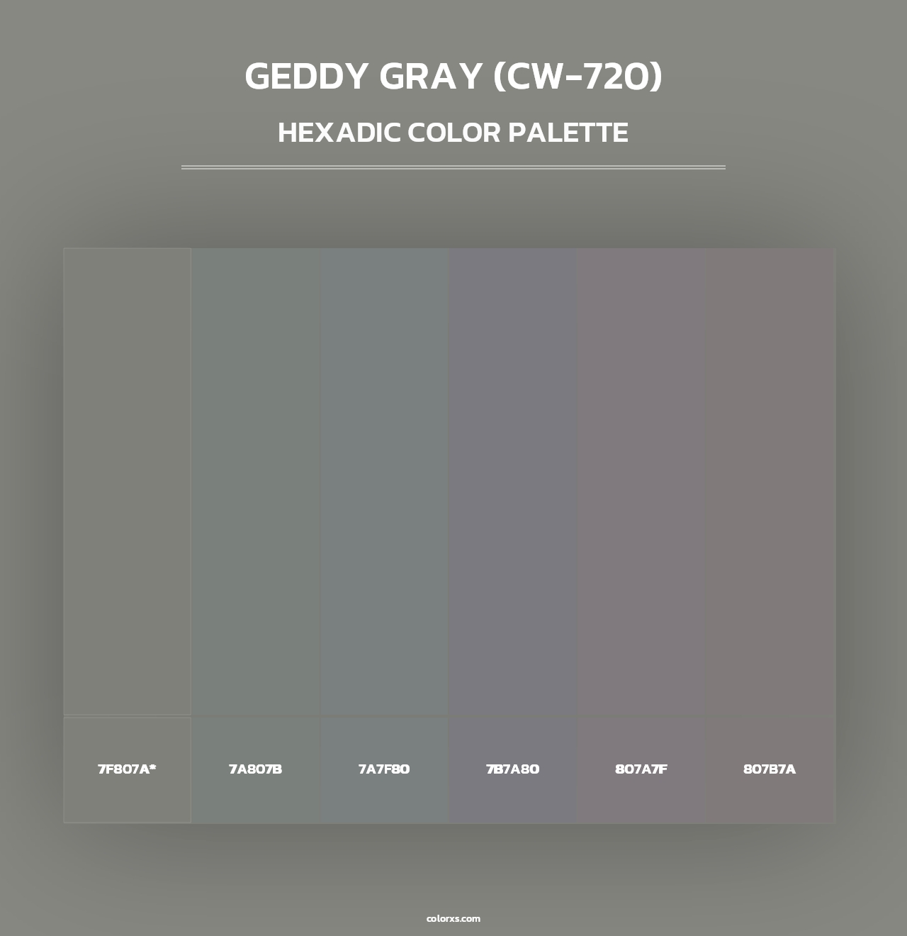 Geddy Gray (CW-720) - Hexadic Color Palette