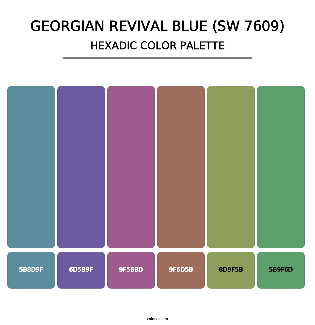 Georgian Revival Blue (SW 7609) - Hexadic Color Palette