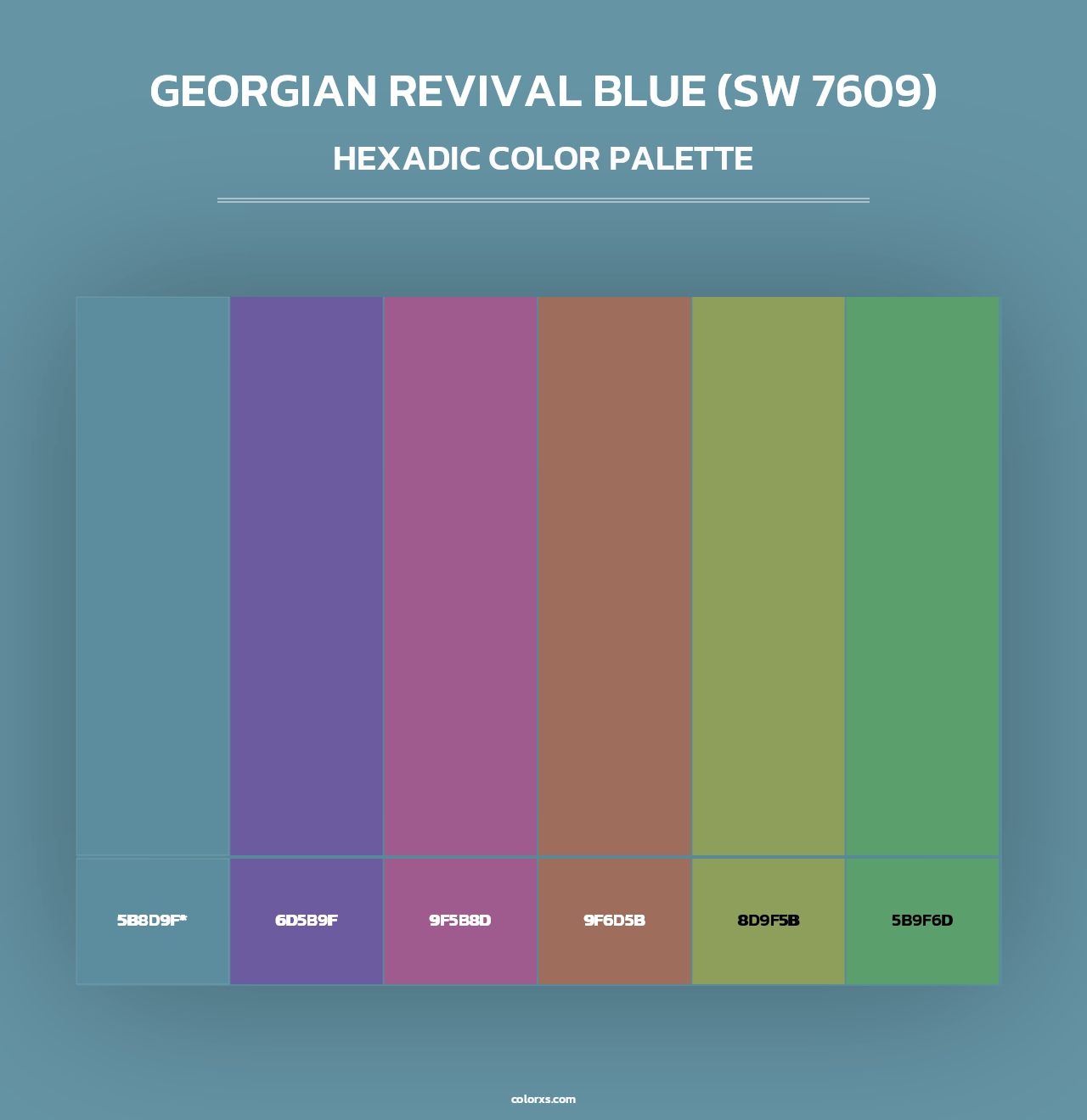 Georgian Revival Blue (SW 7609) - Hexadic Color Palette