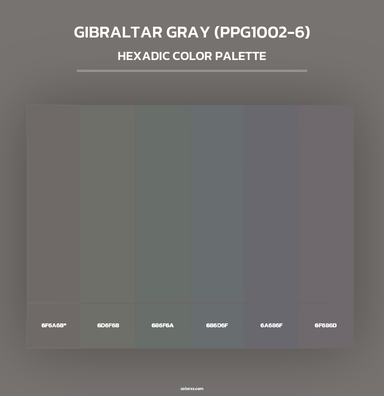 Gibraltar Gray (PPG1002-6) - Hexadic Color Palette