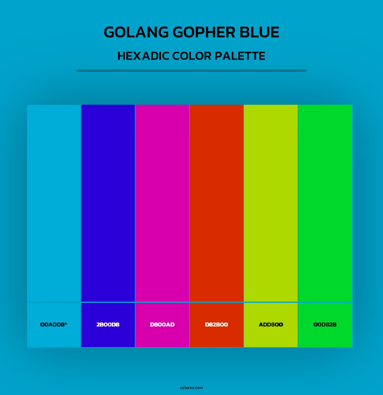 Golang Gopher Blue - Hexadic Color Palette