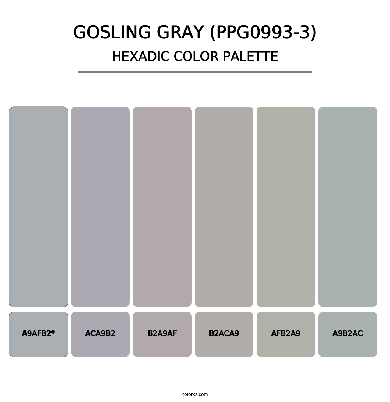 Gosling Gray (PPG0993-3) - Hexadic Color Palette