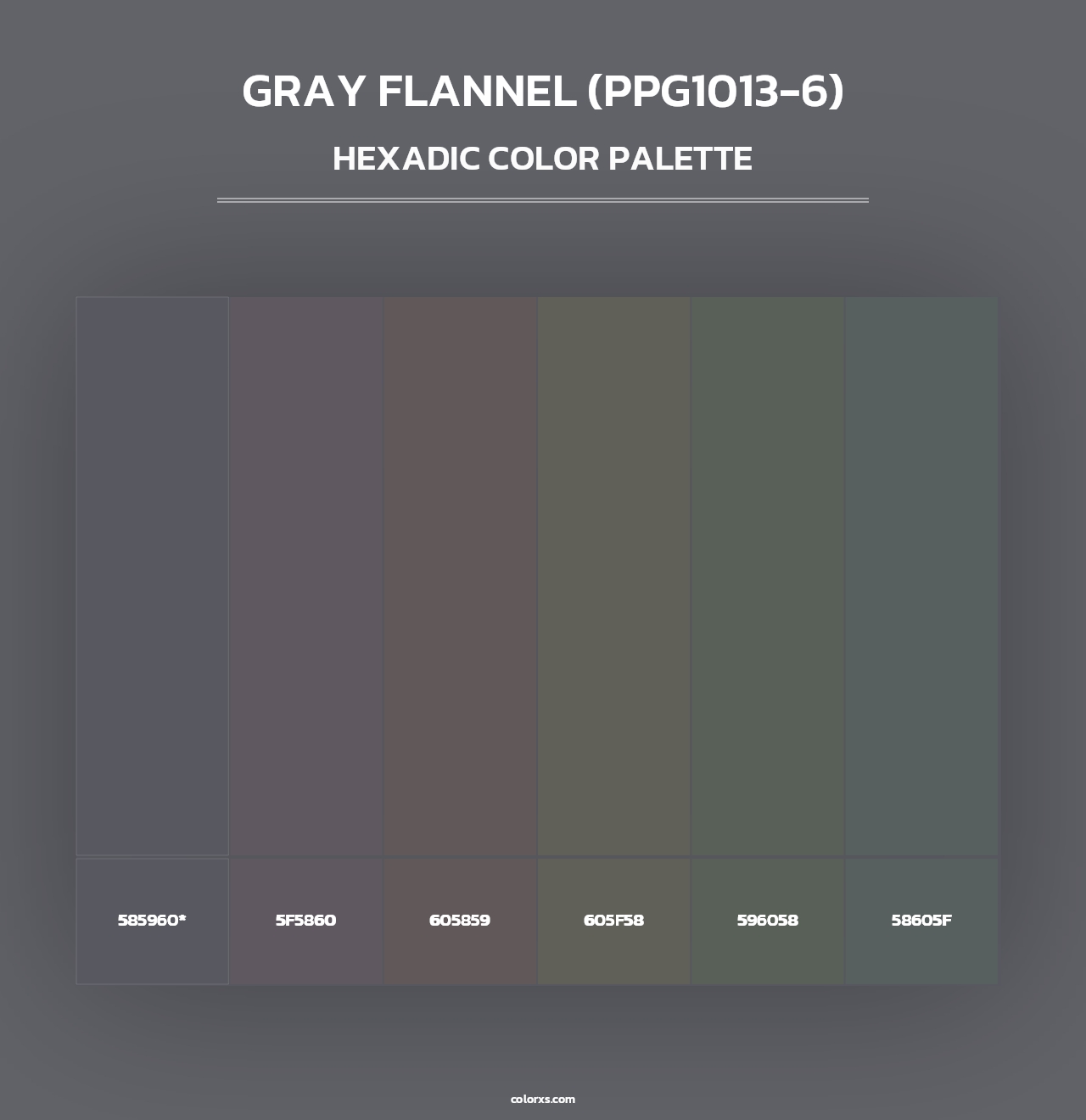 Gray Flannel (PPG1013-6) - Hexadic Color Palette