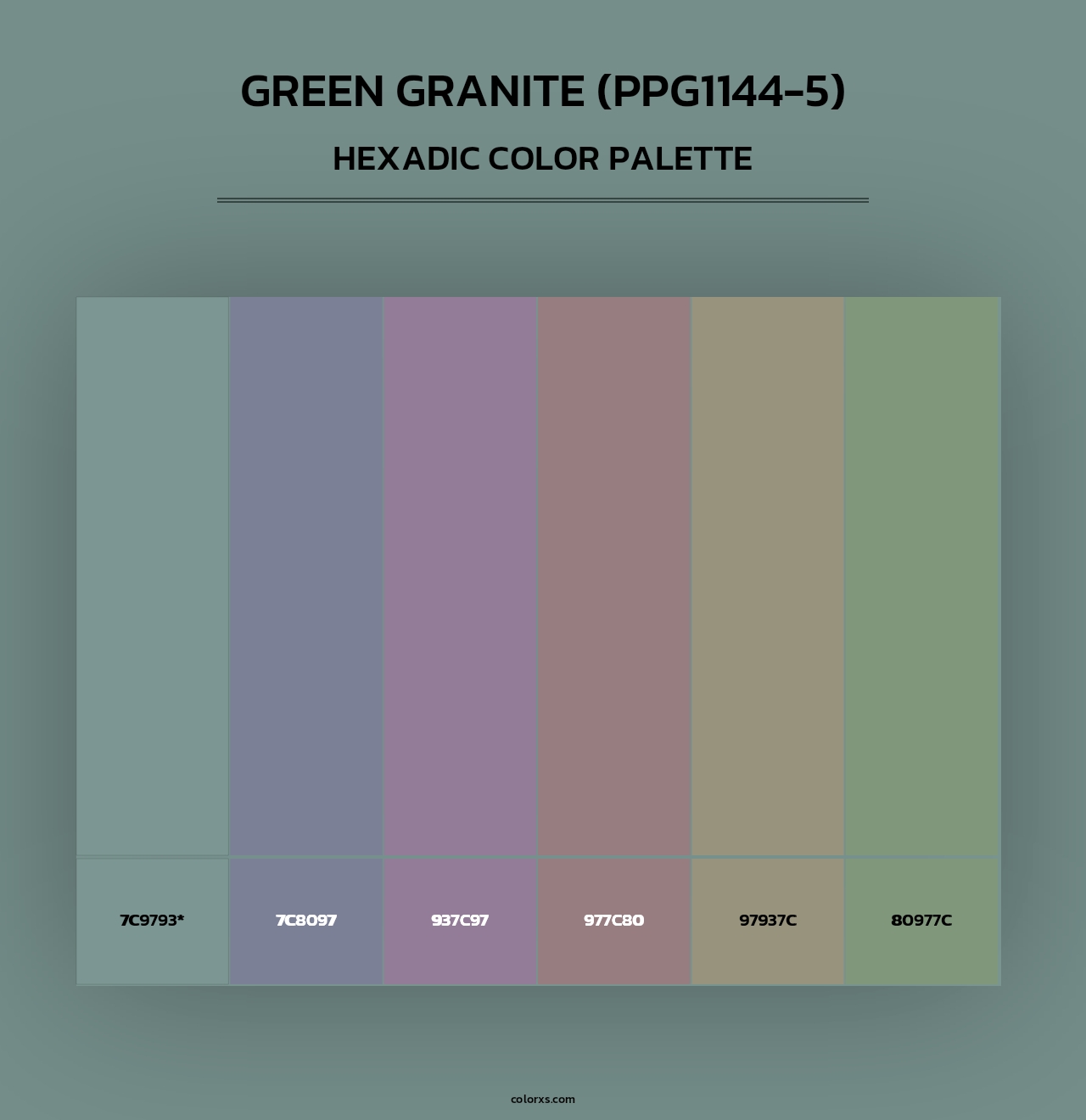 Green Granite (PPG1144-5) - Hexadic Color Palette