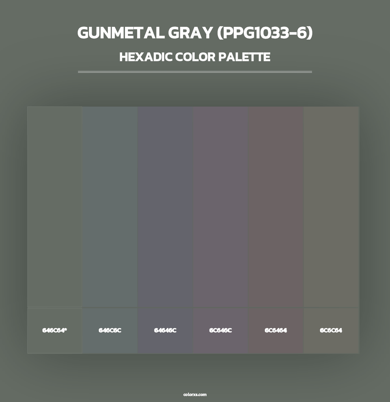 Gunmetal Gray (PPG1033-6) - Hexadic Color Palette