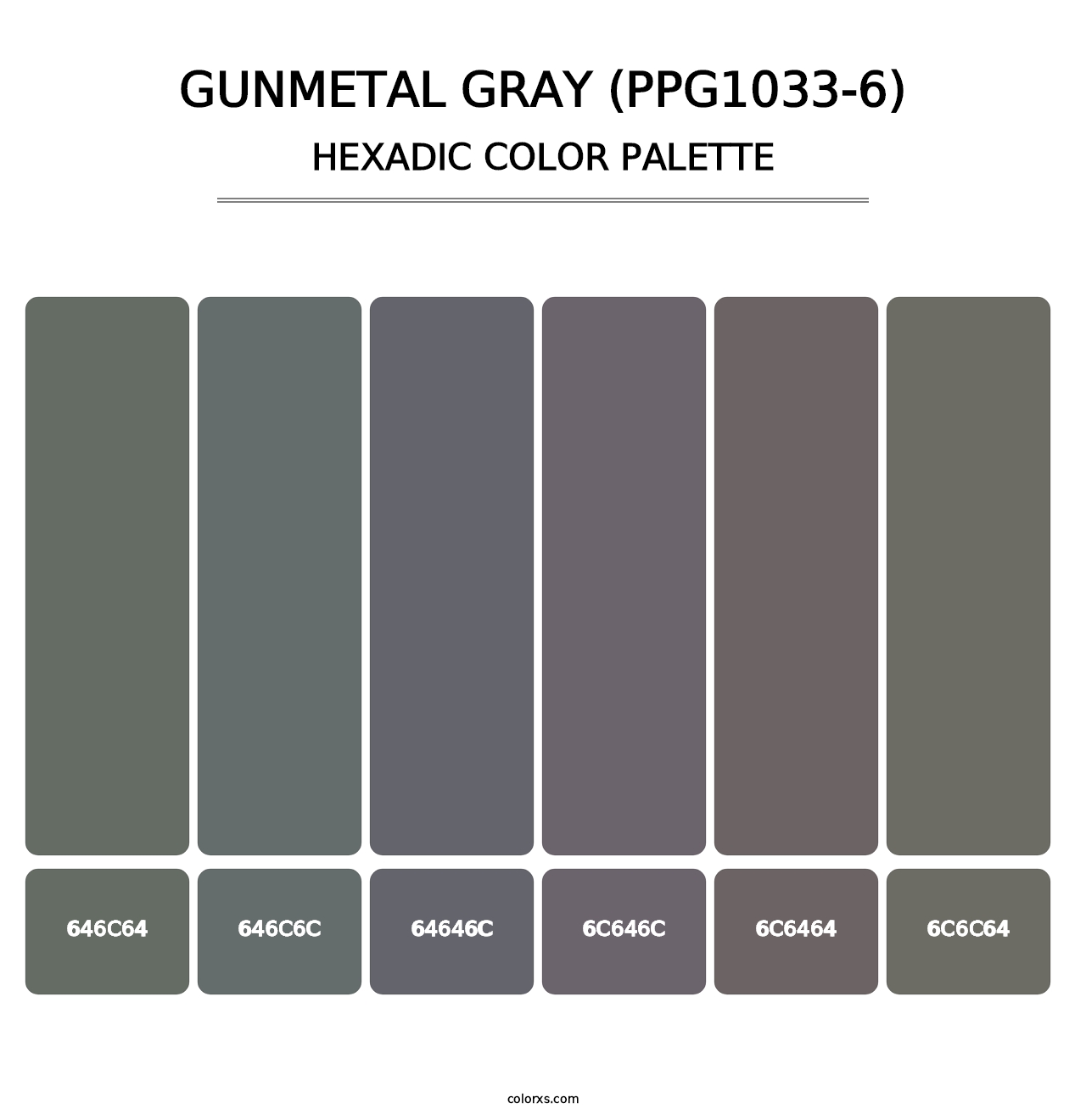 Gunmetal Gray (PPG1033-6) - Hexadic Color Palette