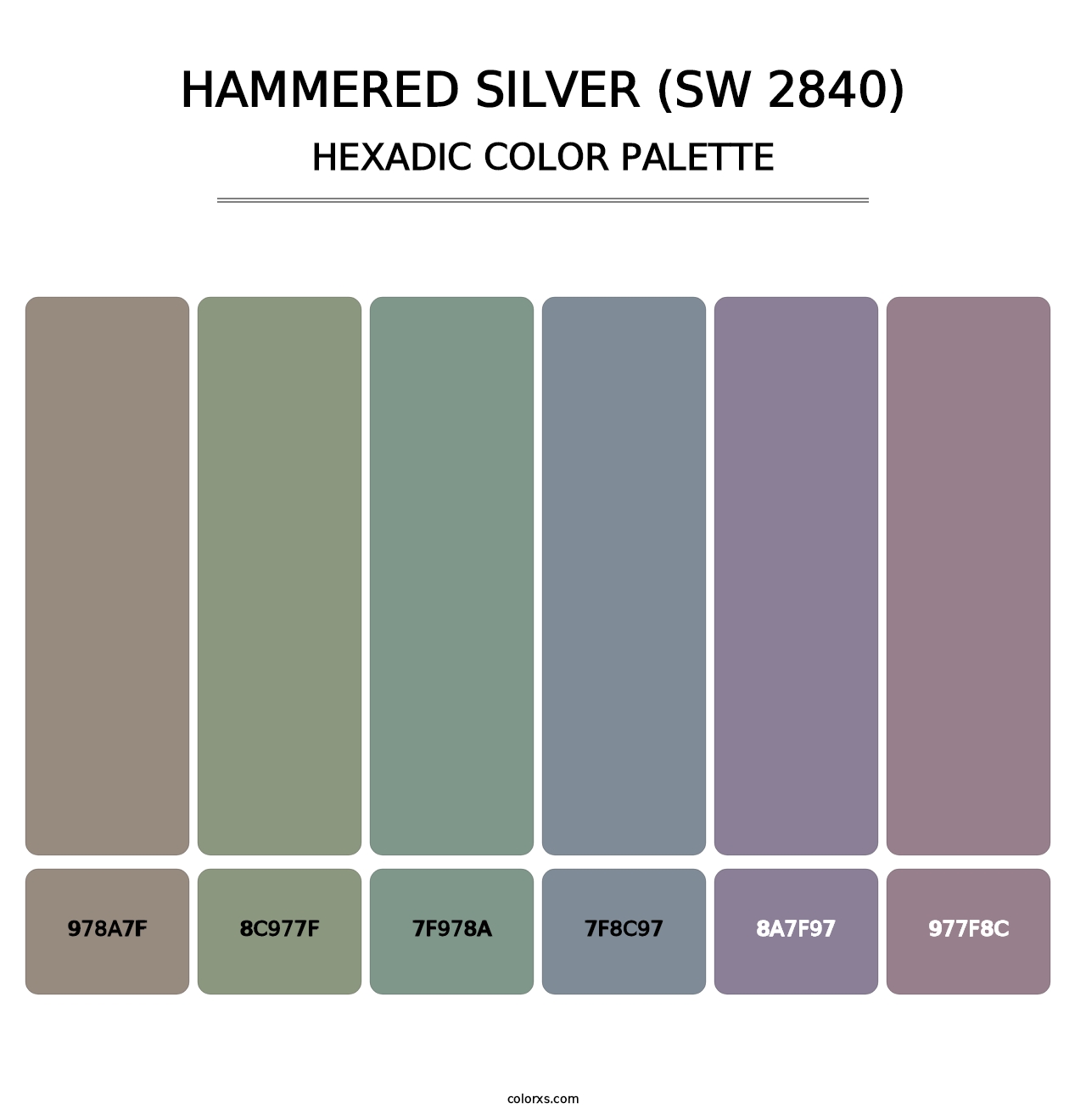 Hammered Silver (SW 2840) - Hexadic Color Palette