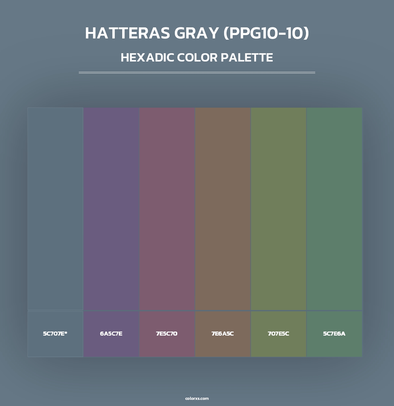 Hatteras Gray (PPG10-10) - Hexadic Color Palette