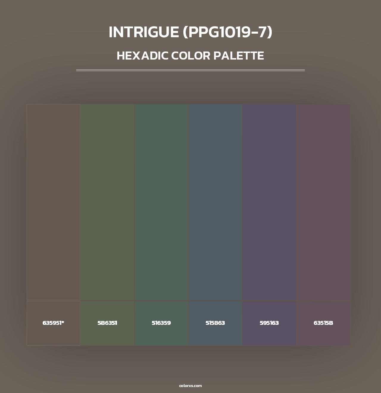 Intrigue (PPG1019-7) - Hexadic Color Palette