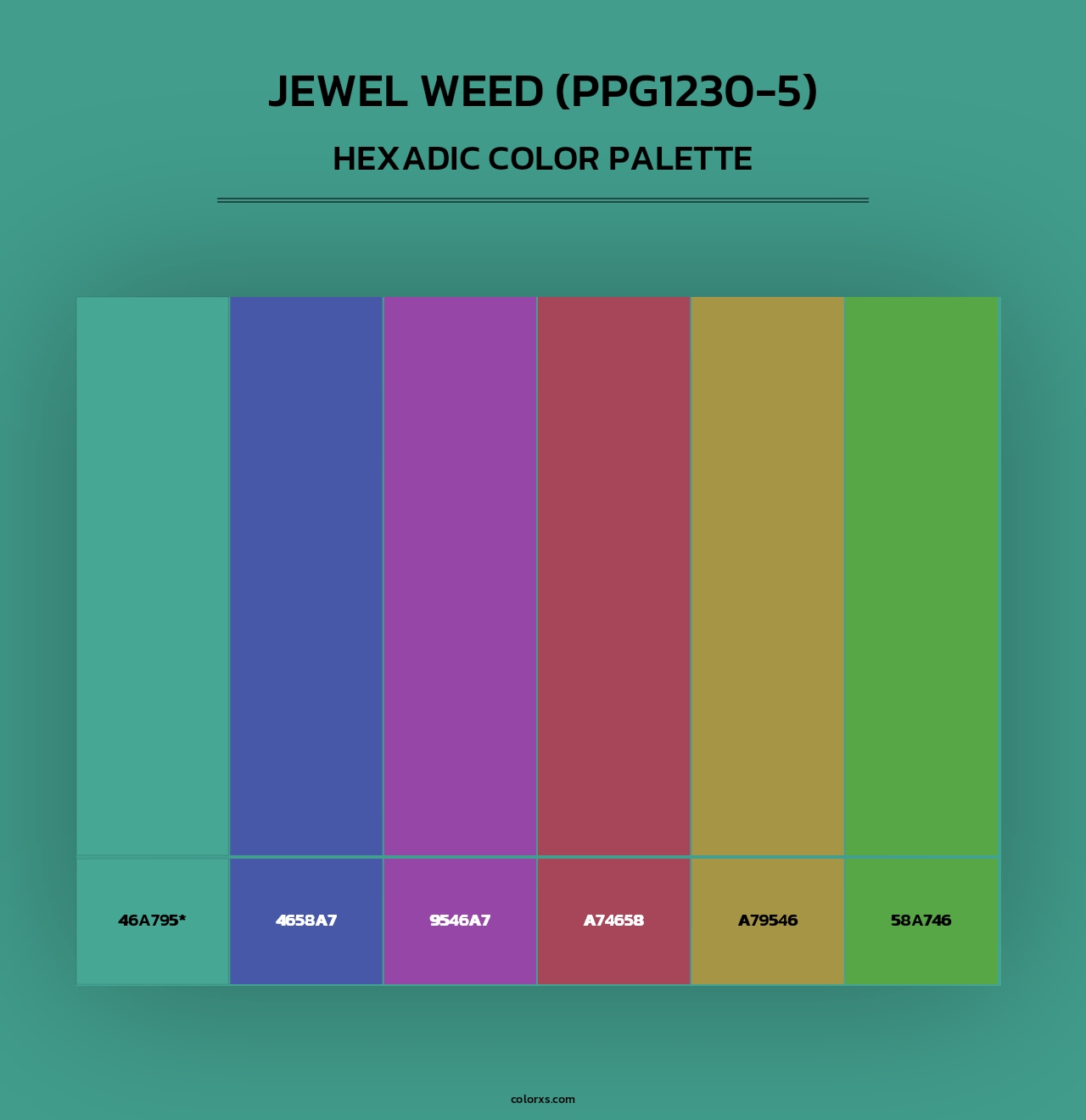 Jewel Weed (PPG1230-5) - Hexadic Color Palette