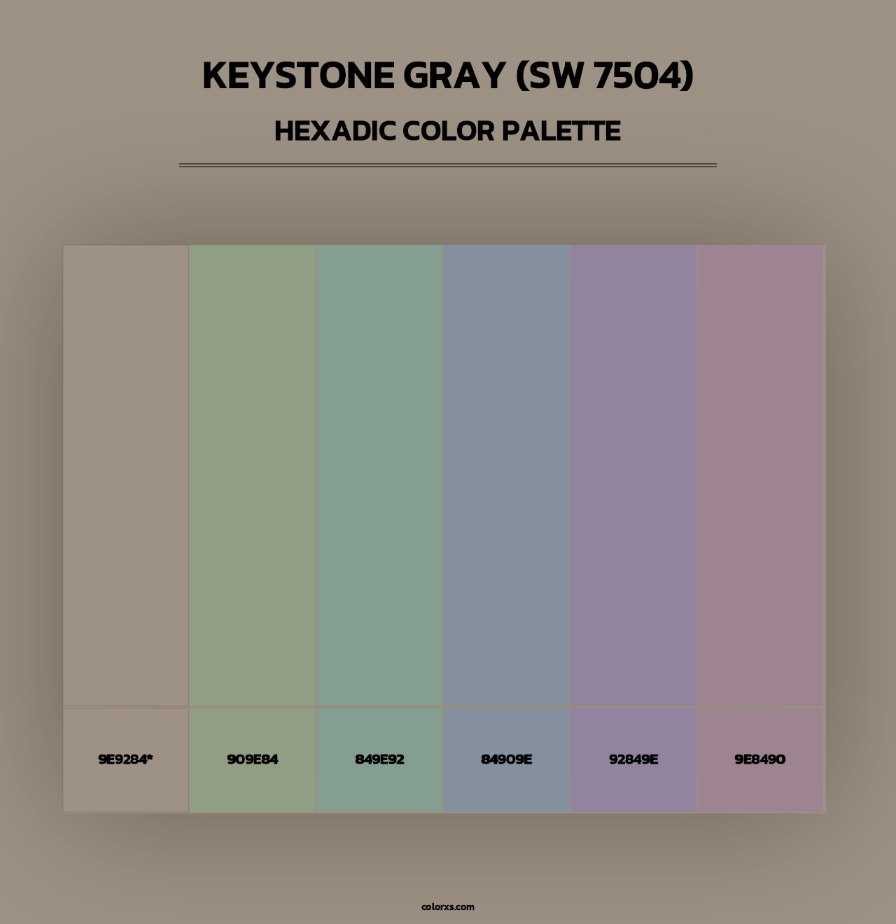 Keystone Gray (SW 7504) - Hexadic Color Palette