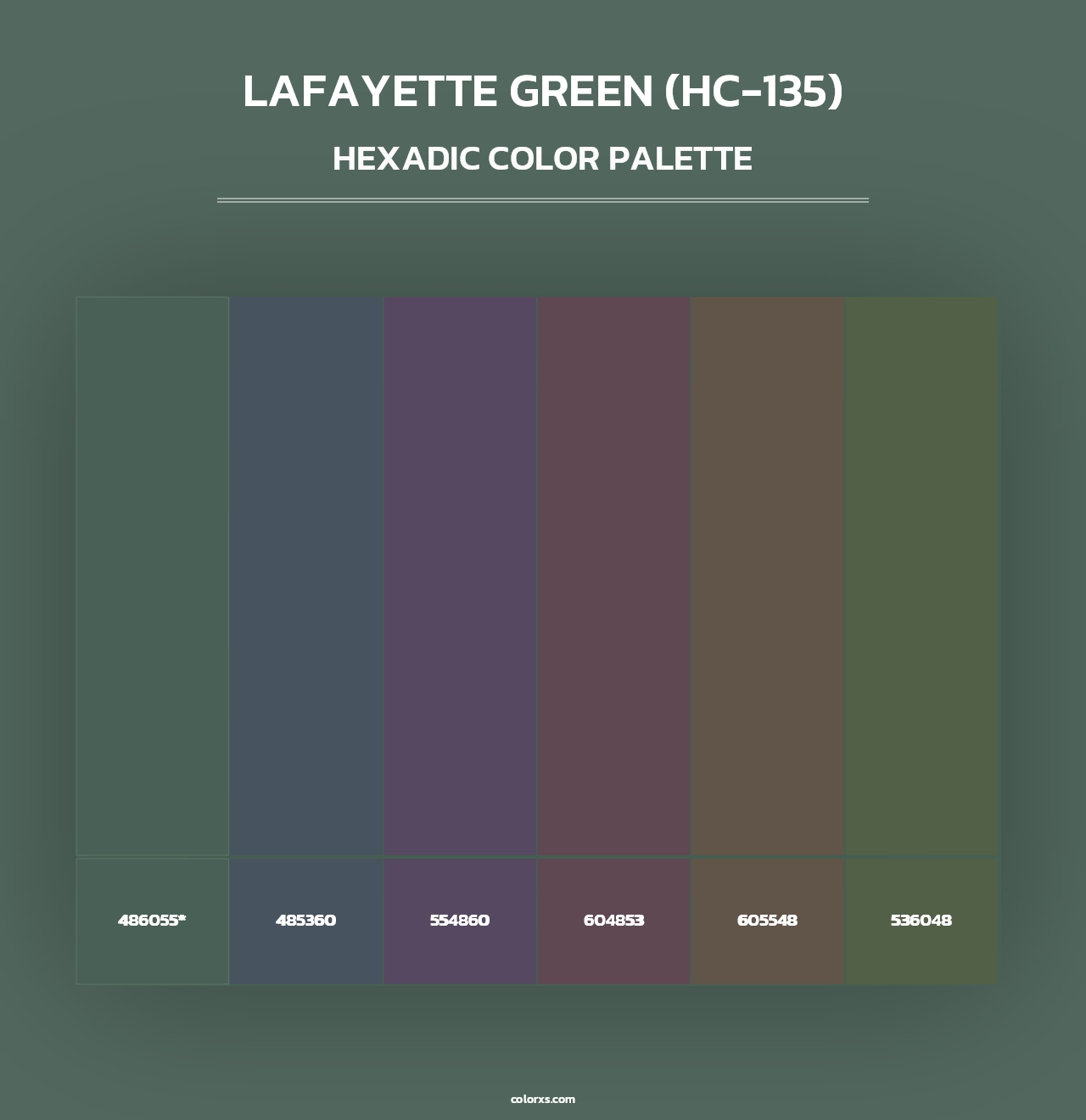 Lafayette Green (HC-135) - Hexadic Color Palette