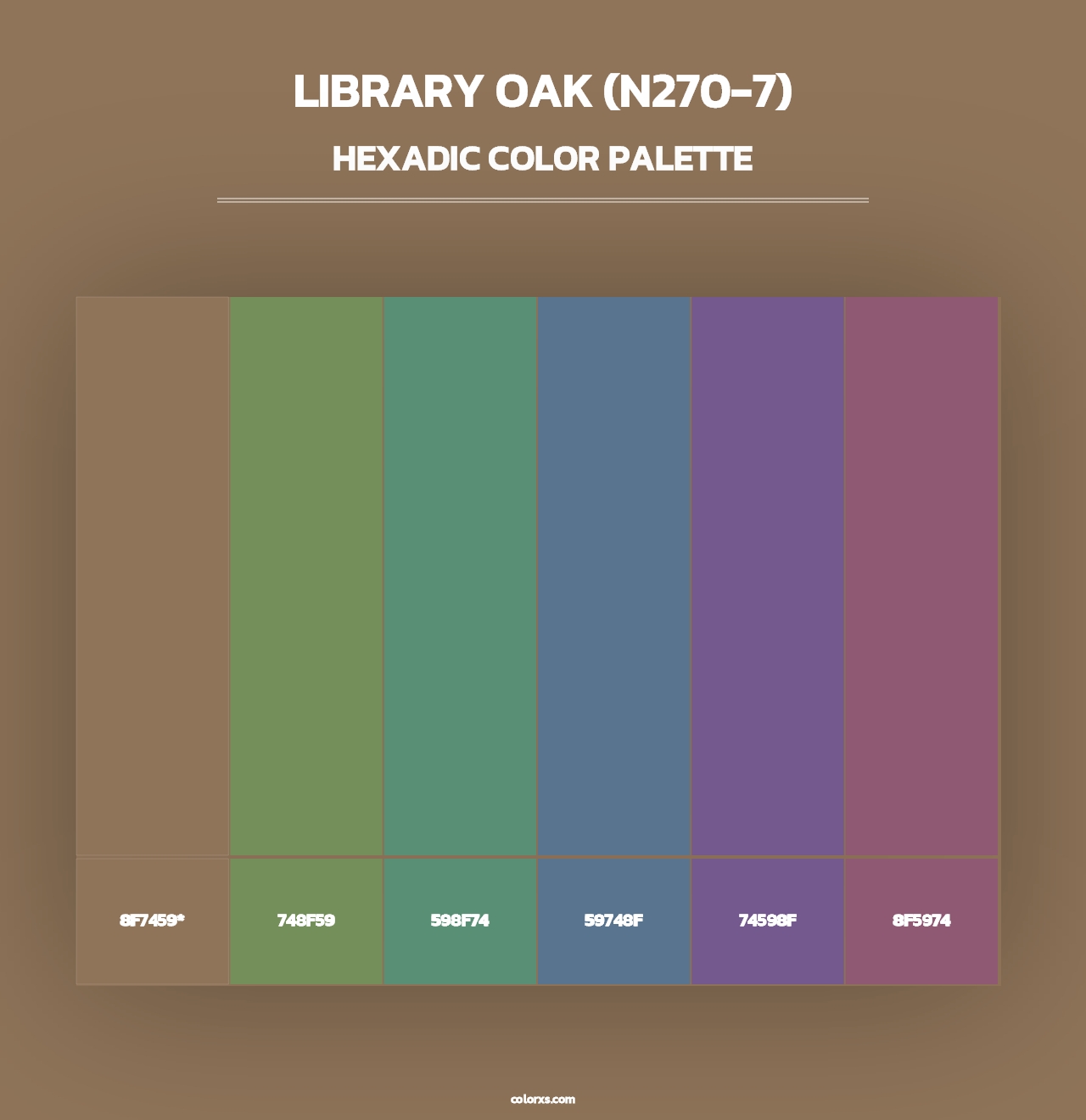 Library Oak (N270-7) - Hexadic Color Palette