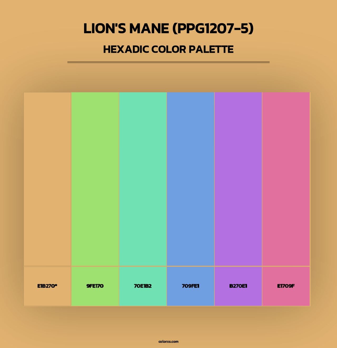 Lion's Mane (PPG1207-5) - Hexadic Color Palette