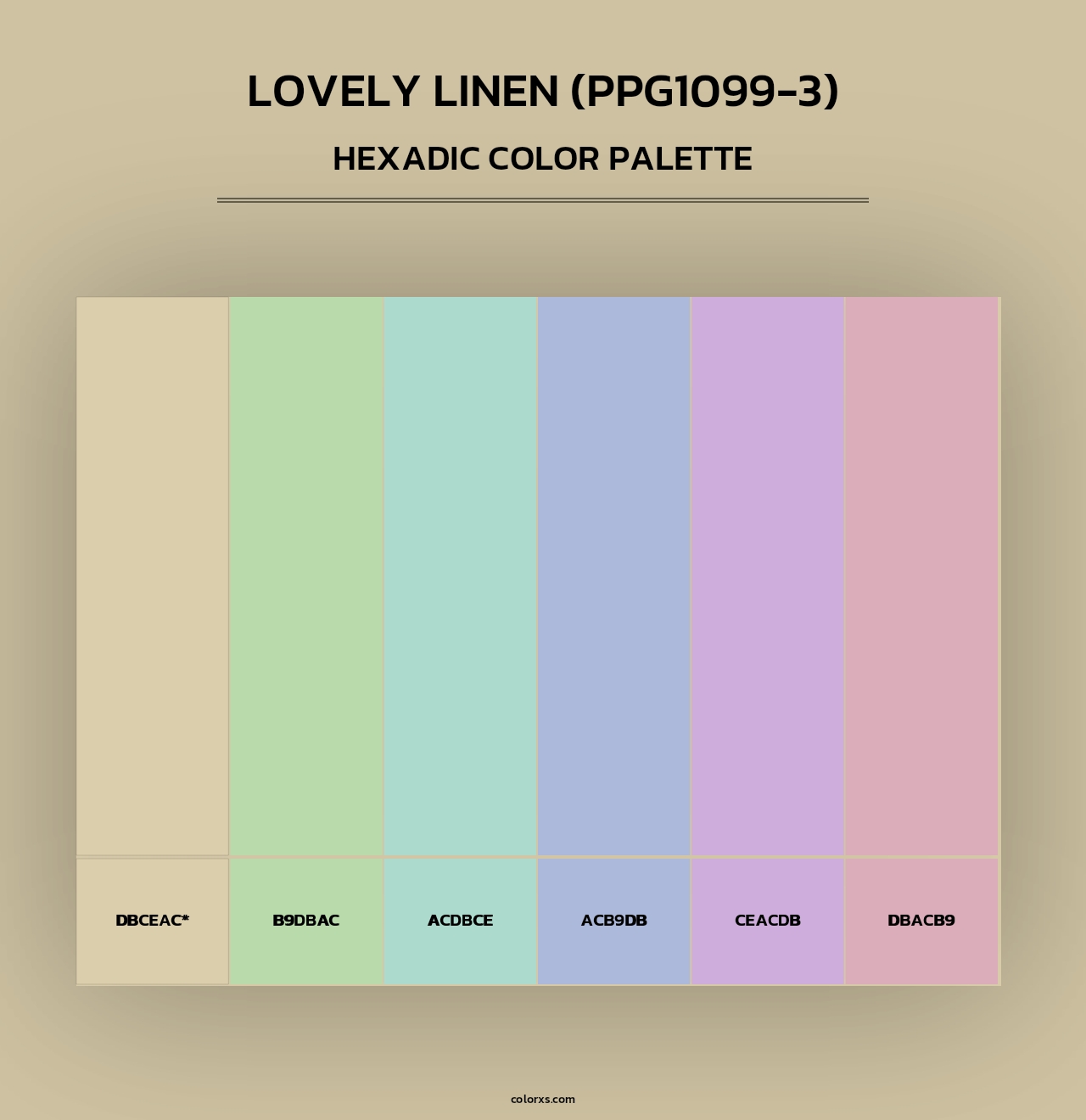 Lovely Linen (PPG1099-3) - Hexadic Color Palette