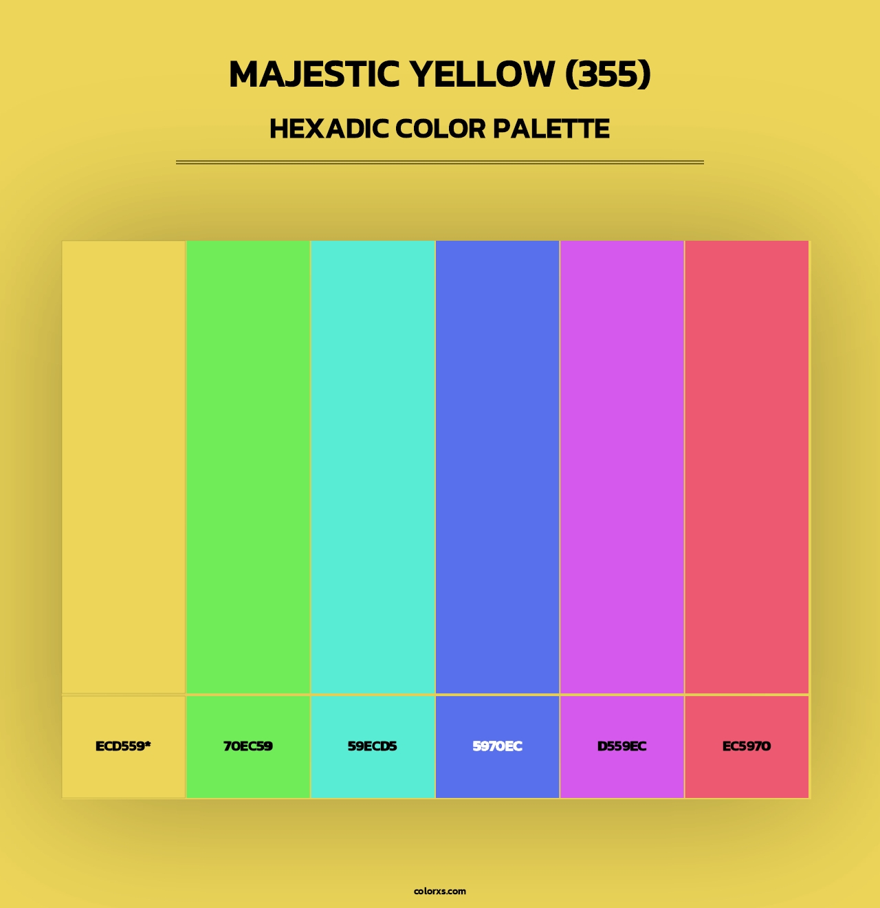 Majestic Yellow (355) - Hexadic Color Palette