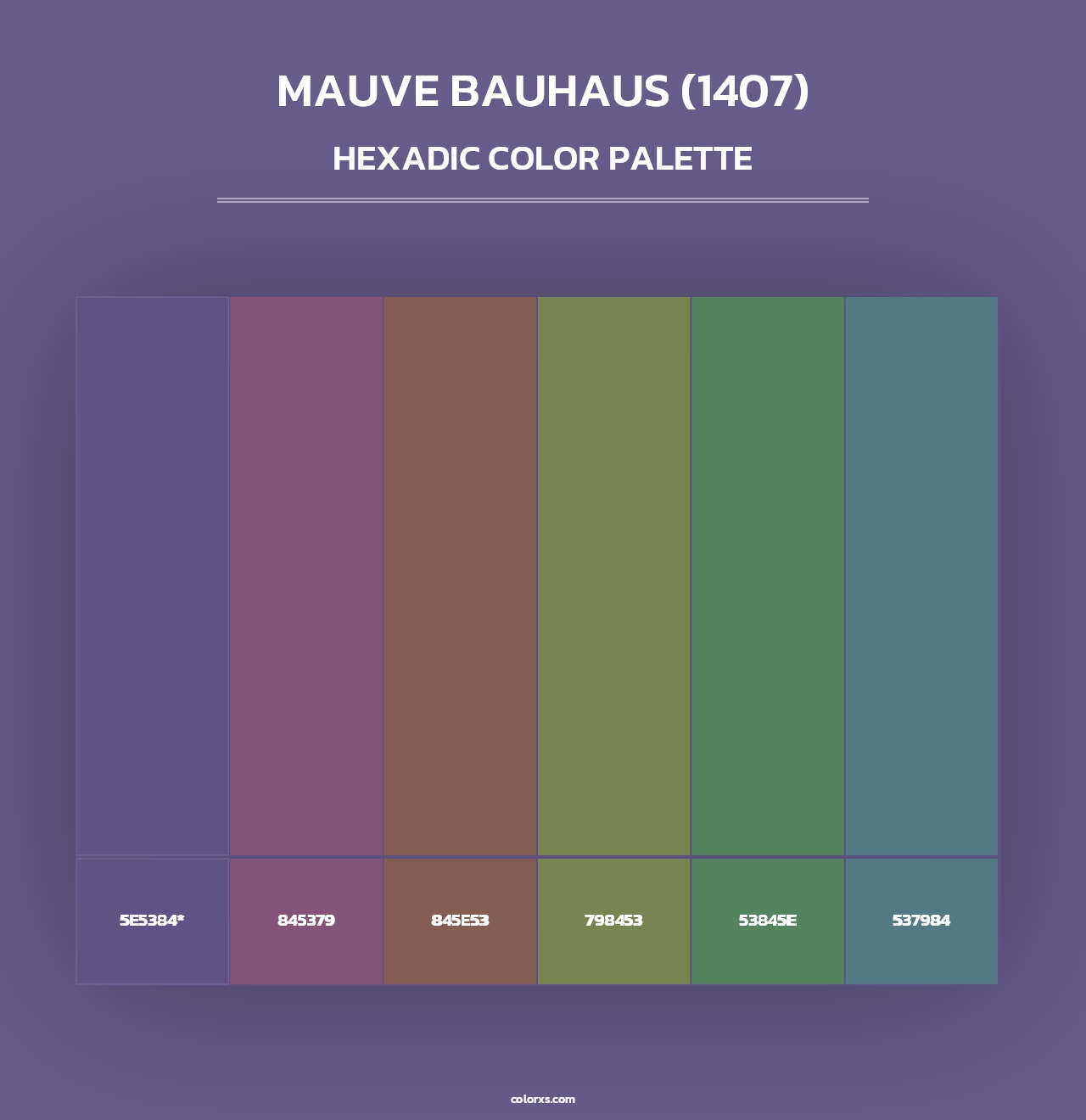 Mauve Bauhaus (1407) - Hexadic Color Palette
