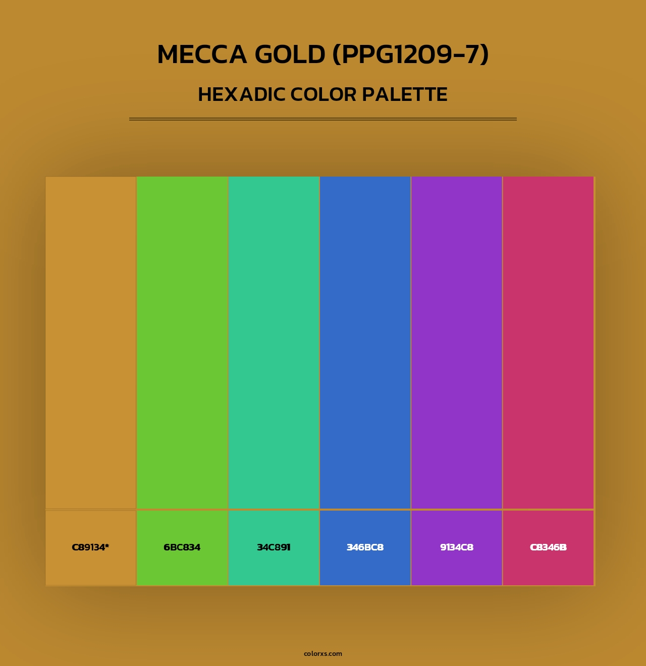 Mecca Gold (PPG1209-7) - Hexadic Color Palette