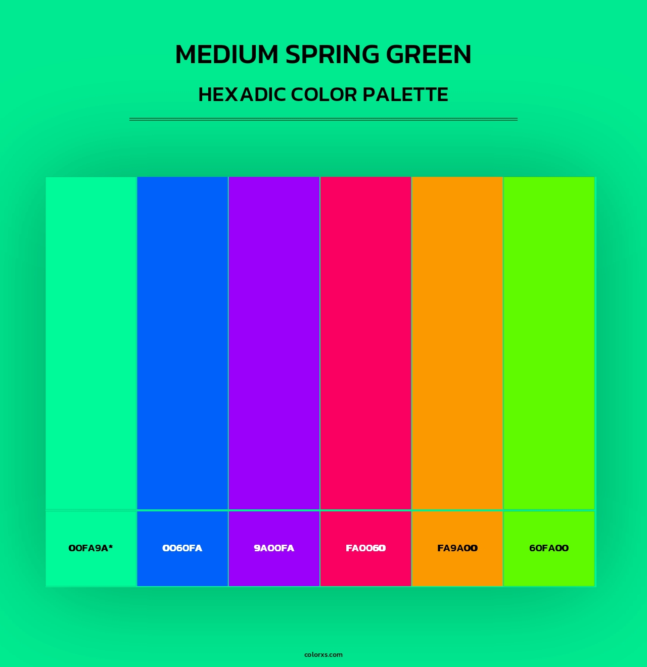 Medium Spring Green - Hexadic Color Palette