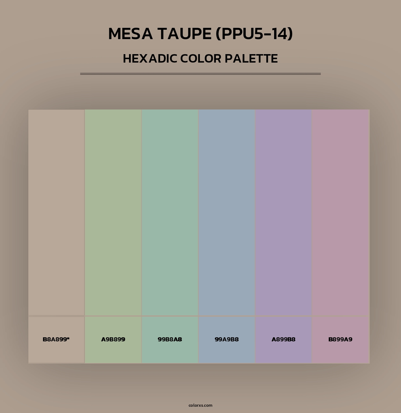Mesa Taupe (PPU5-14) - Hexadic Color Palette