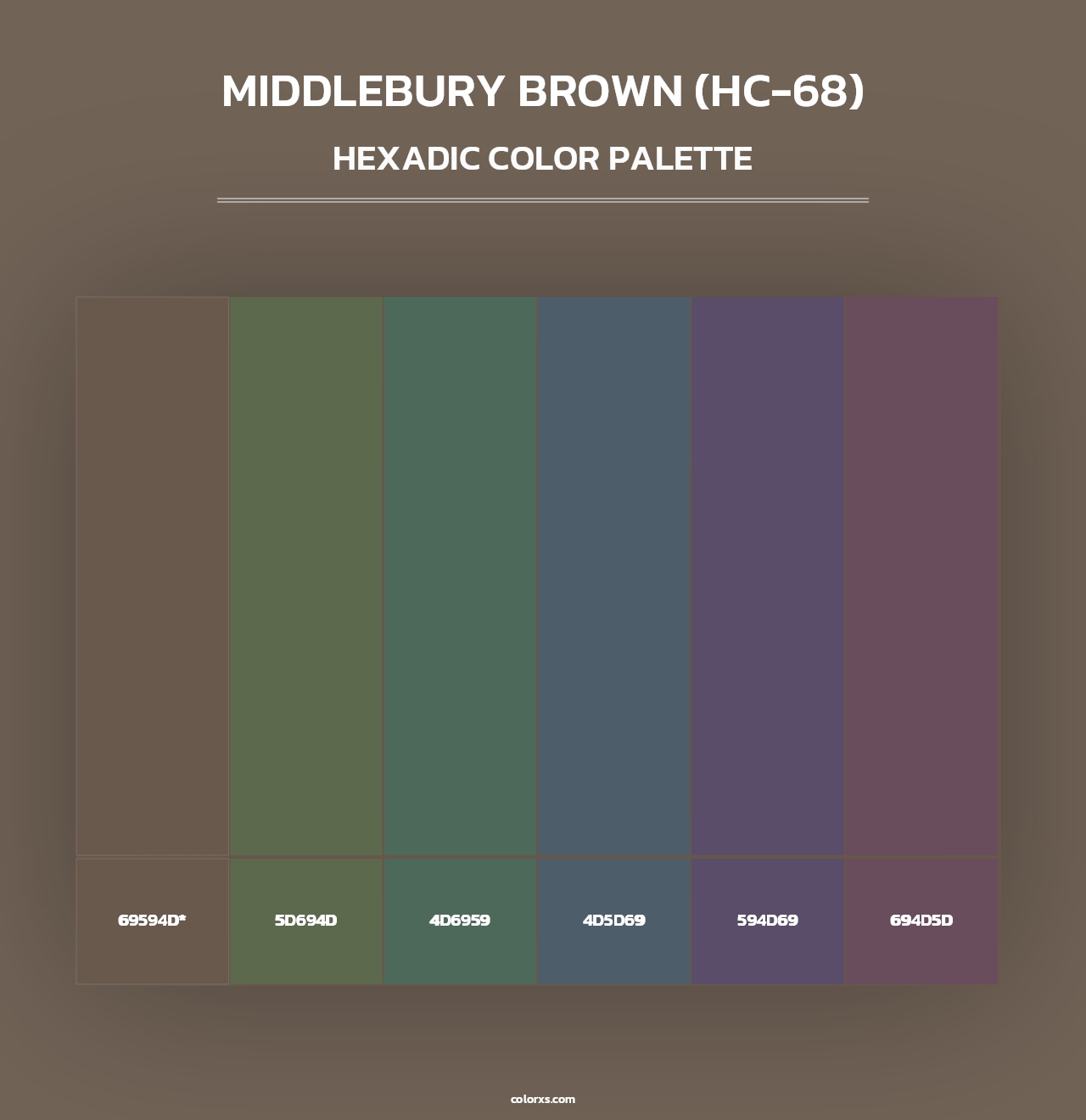 Middlebury Brown (HC-68) - Hexadic Color Palette