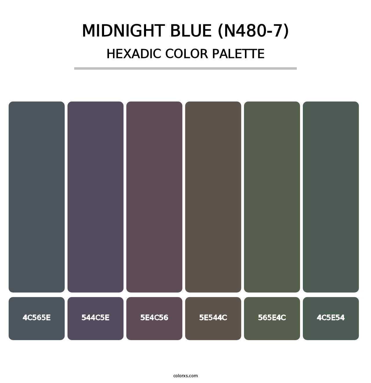 Midnight Blue (N480-7) - Hexadic Color Palette