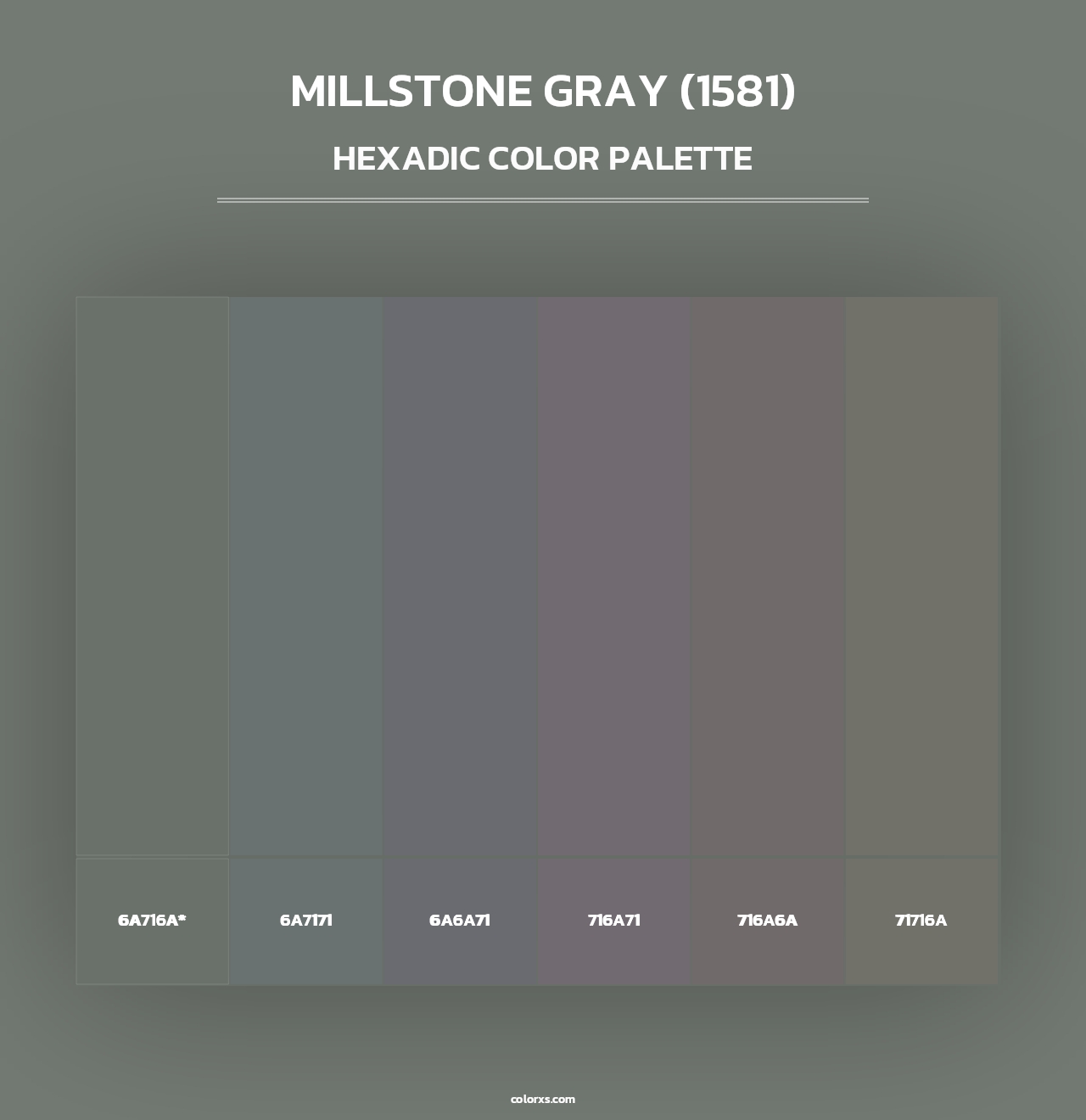 Millstone Gray (1581) - Hexadic Color Palette