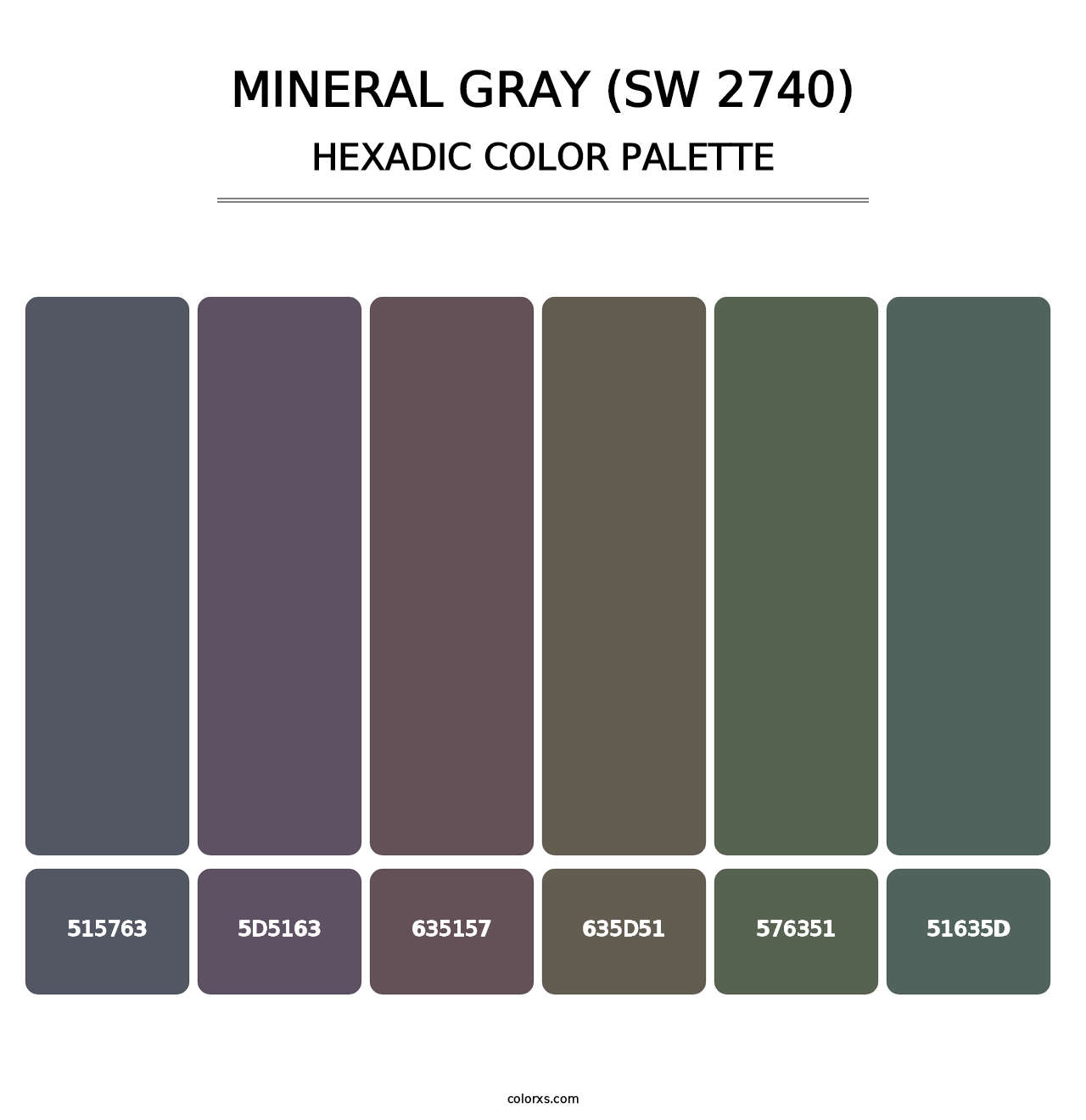Mineral Gray (SW 2740) - Hexadic Color Palette