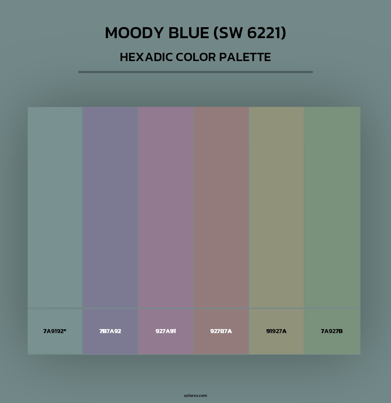 Moody Blue (SW 6221) - Hexadic Color Palette
