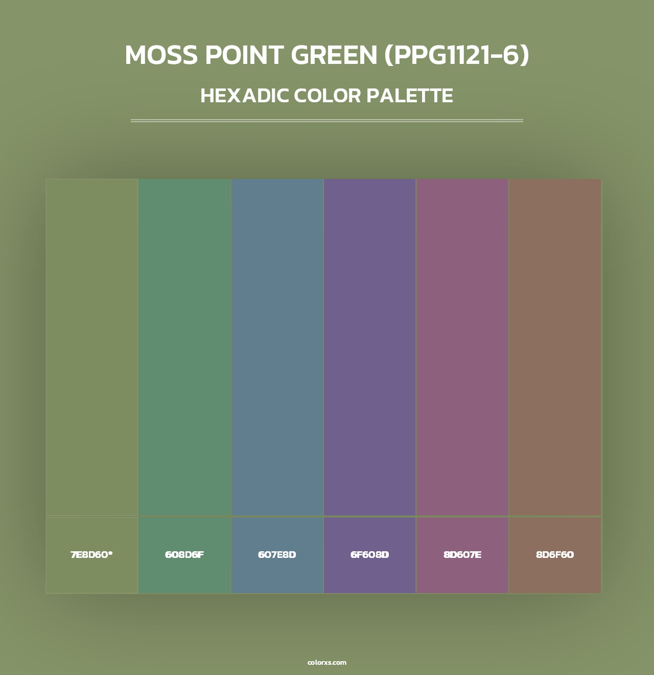 Moss Point Green (PPG1121-6) - Hexadic Color Palette