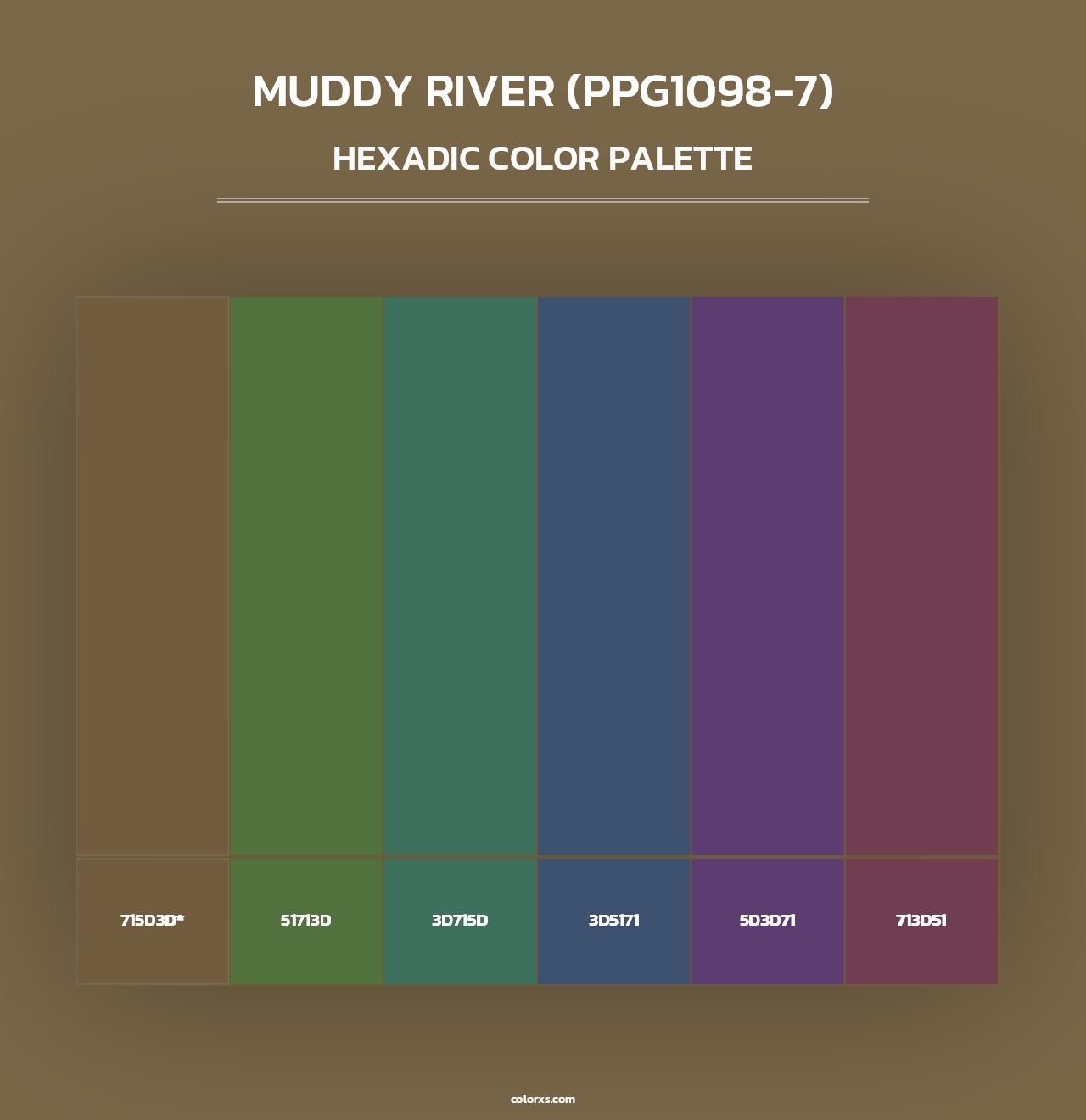 Muddy River (PPG1098-7) - Hexadic Color Palette
