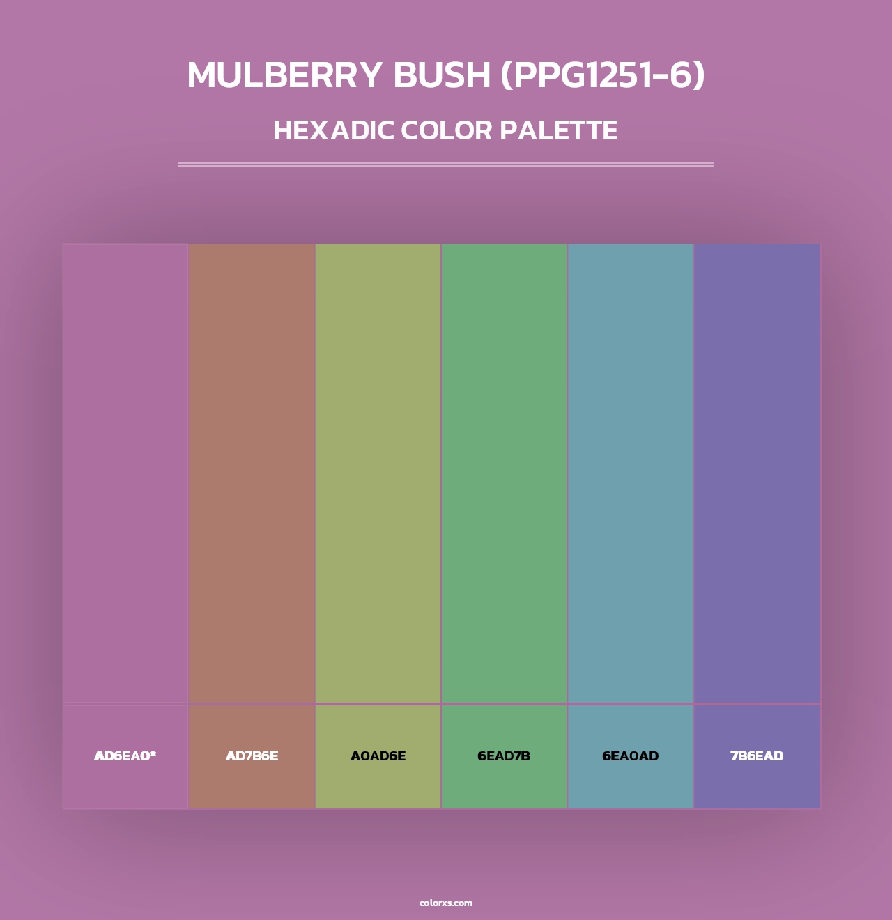 Mulberry Bush (PPG1251-6) - Hexadic Color Palette