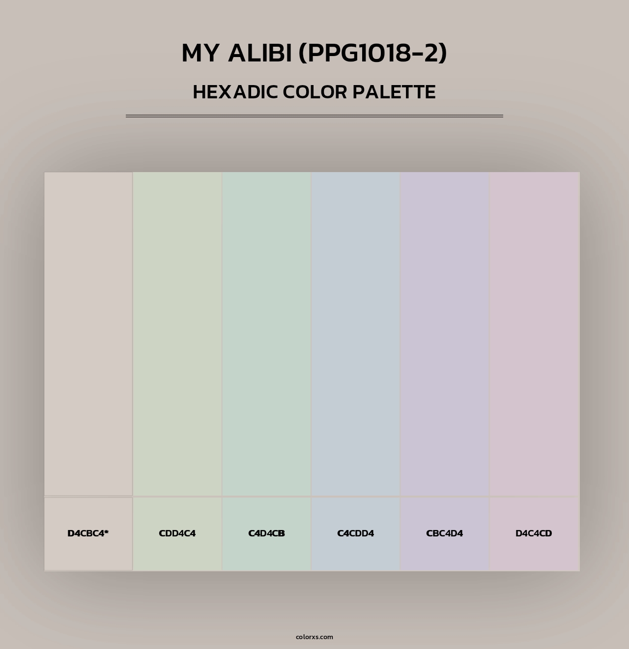 My Alibi (PPG1018-2) - Hexadic Color Palette