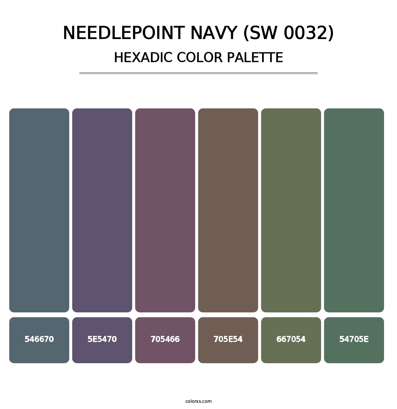 Needlepoint Navy (SW 0032) - Hexadic Color Palette