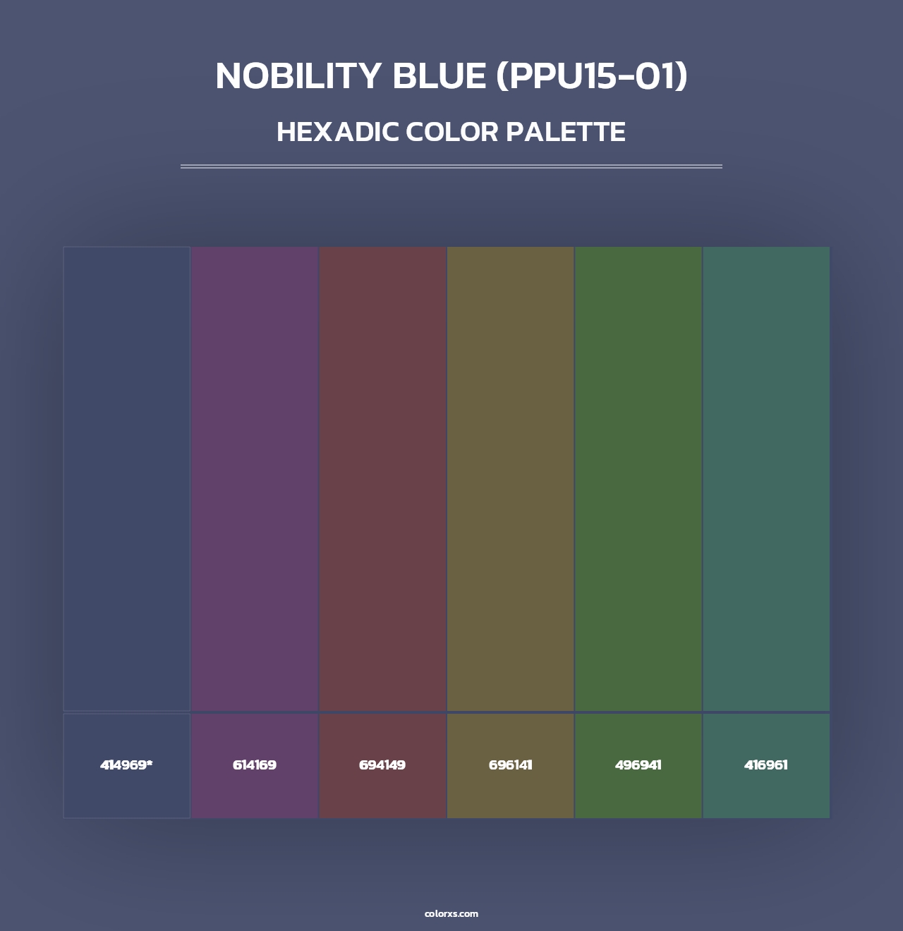 Nobility Blue (PPU15-01) - Hexadic Color Palette
