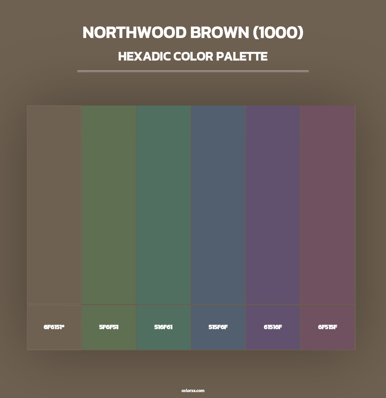 Northwood Brown (1000) - Hexadic Color Palette
